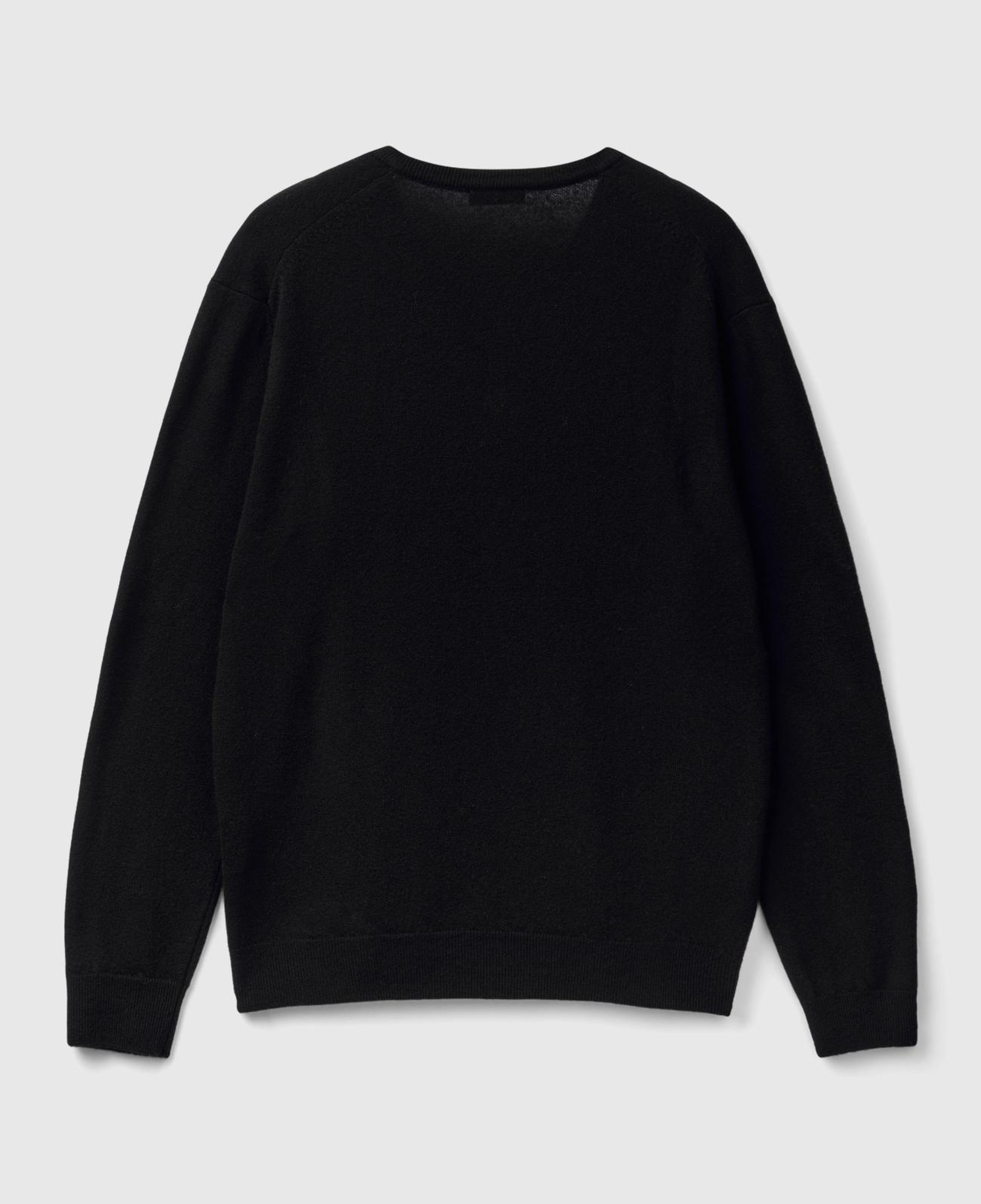 Erkek Siyah V Yaka %100 Merino Kazak