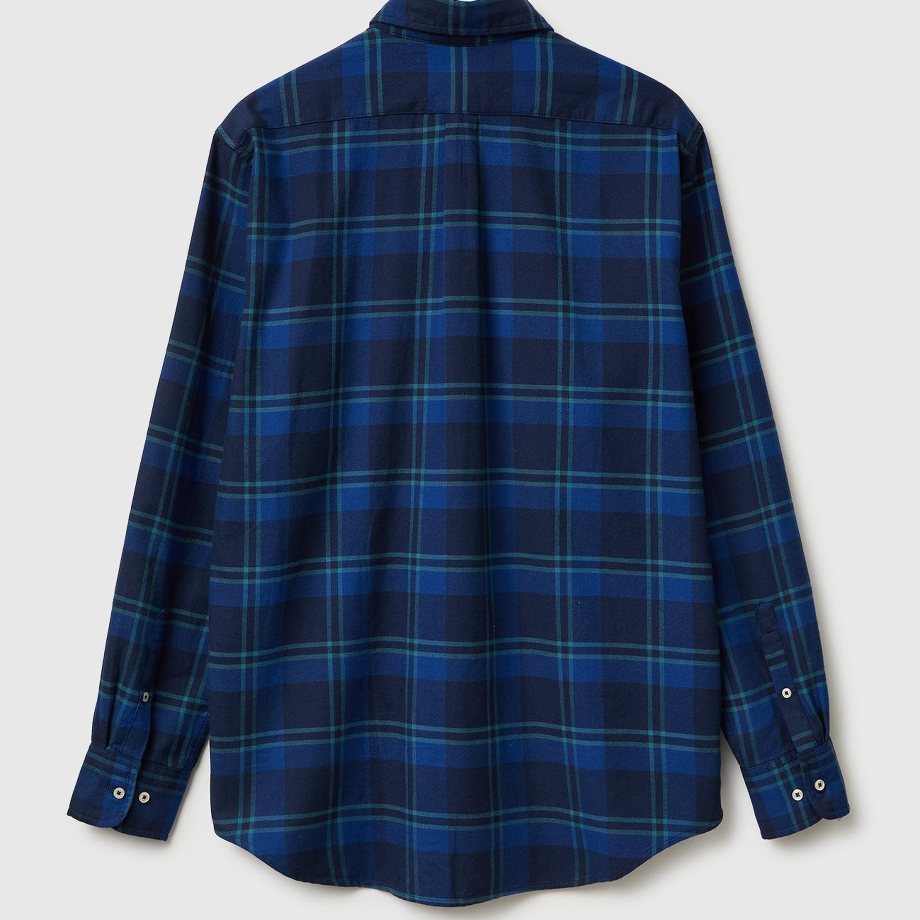 Erkek Lacivert Ekoseli %100 Pamuk Kare Desenli Önü Cep Detaylı Gömlek