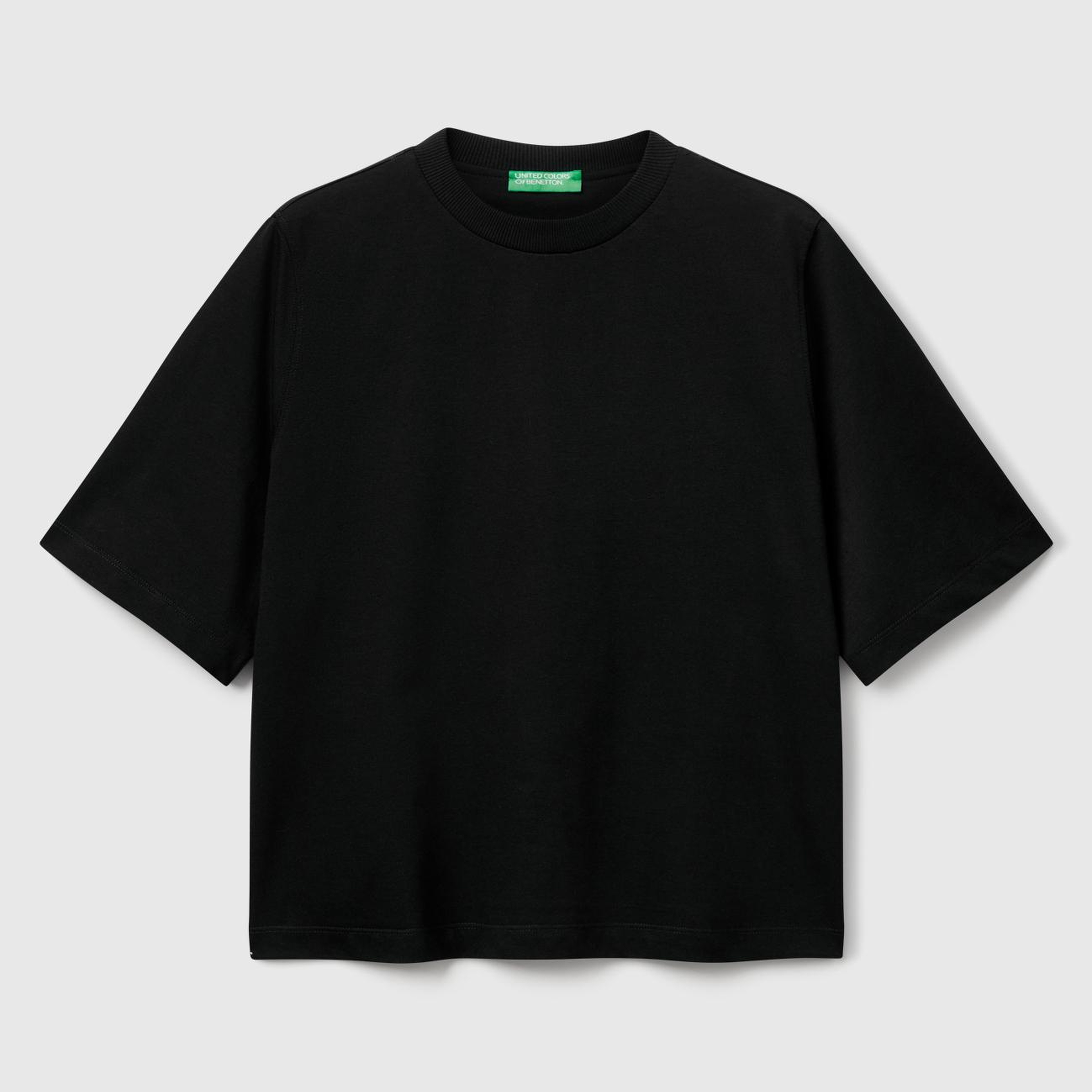 Kadın Siyah %100 Koton Boxy Fit T-Shirt