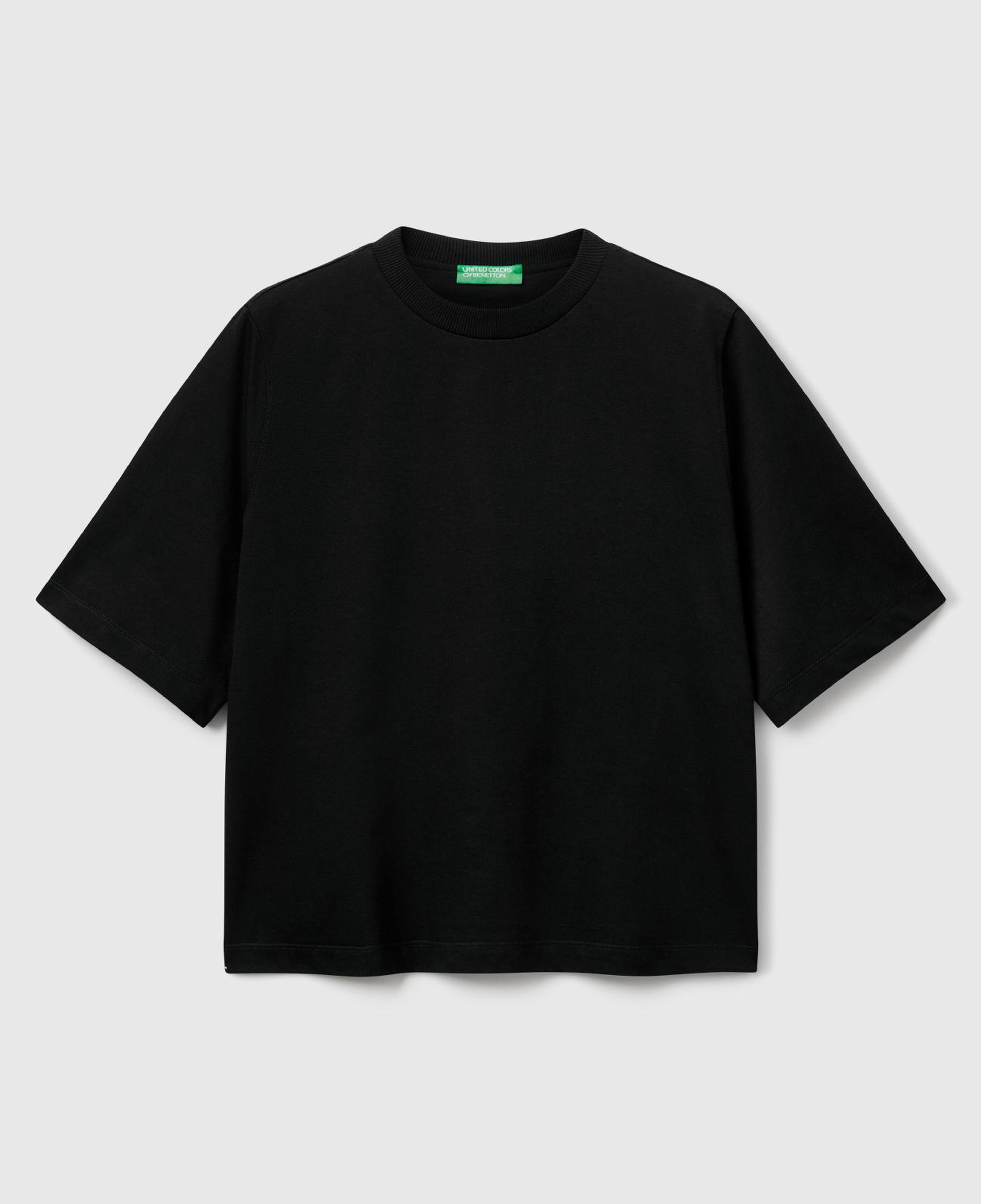 Kadın Siyah %100 Koton Boxy Fit T-Shirt