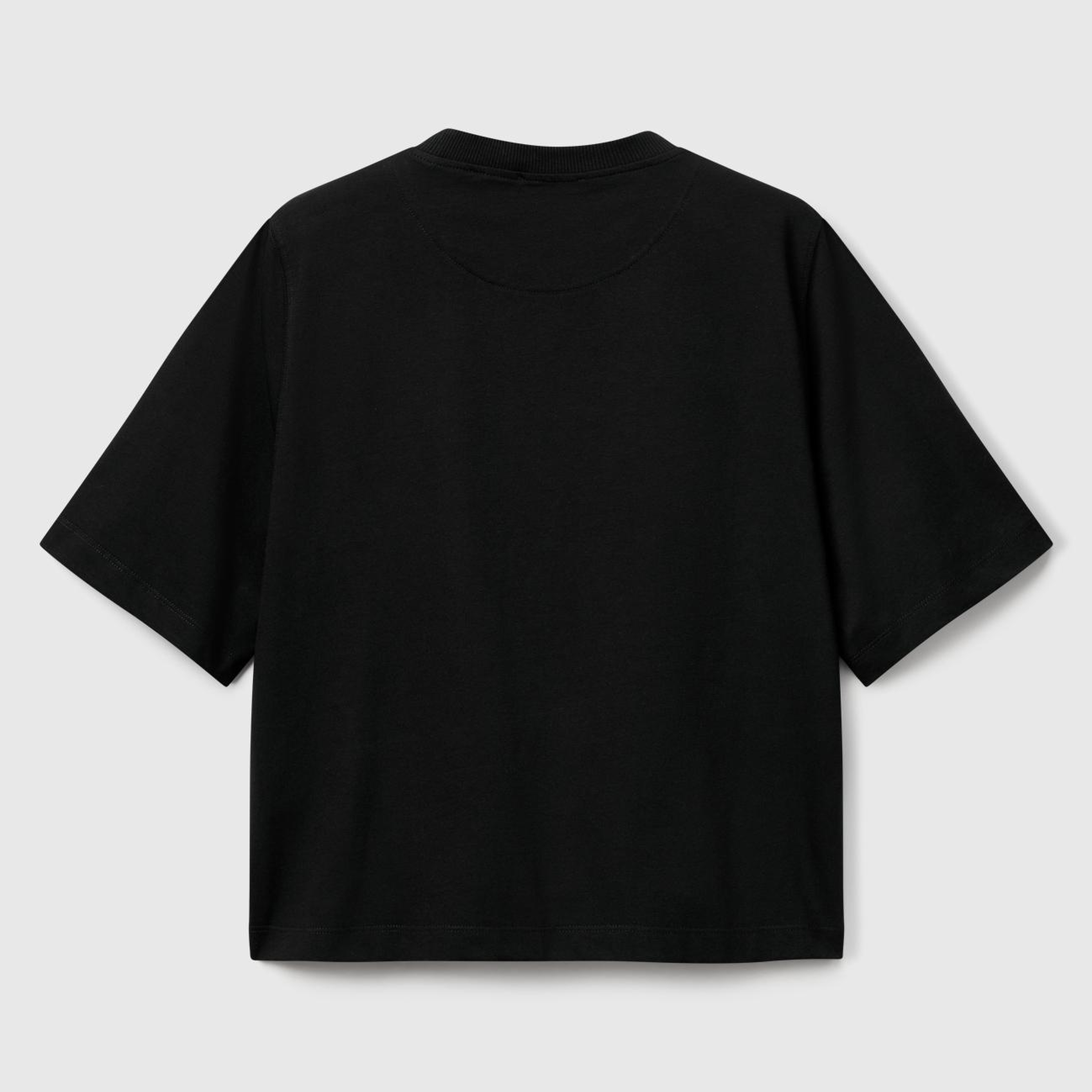 Kadın Siyah %100 Koton Boxy Fit T-Shirt