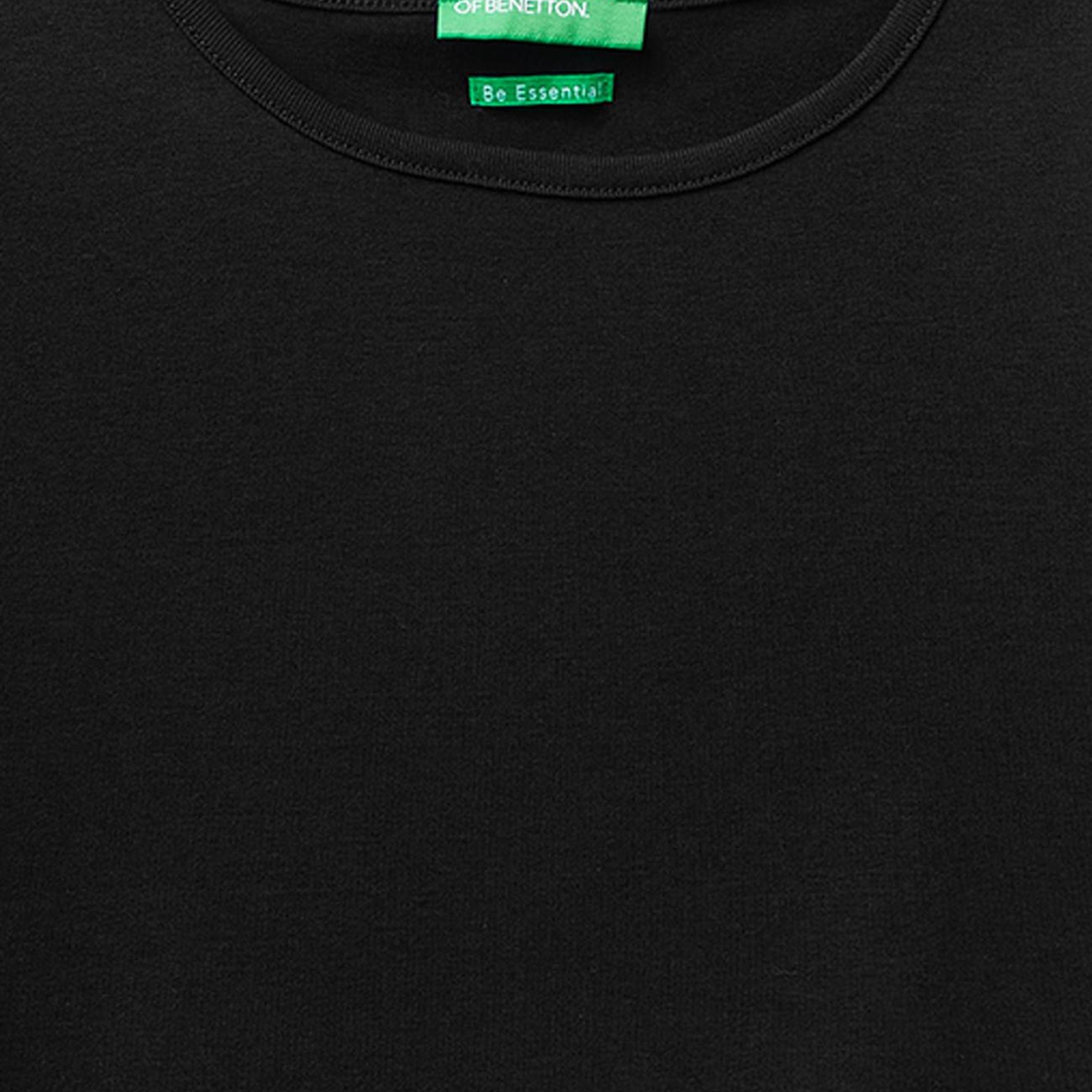 Kadın Siyah %100 Pamuk Bisiklet Yaka T-Shirt
