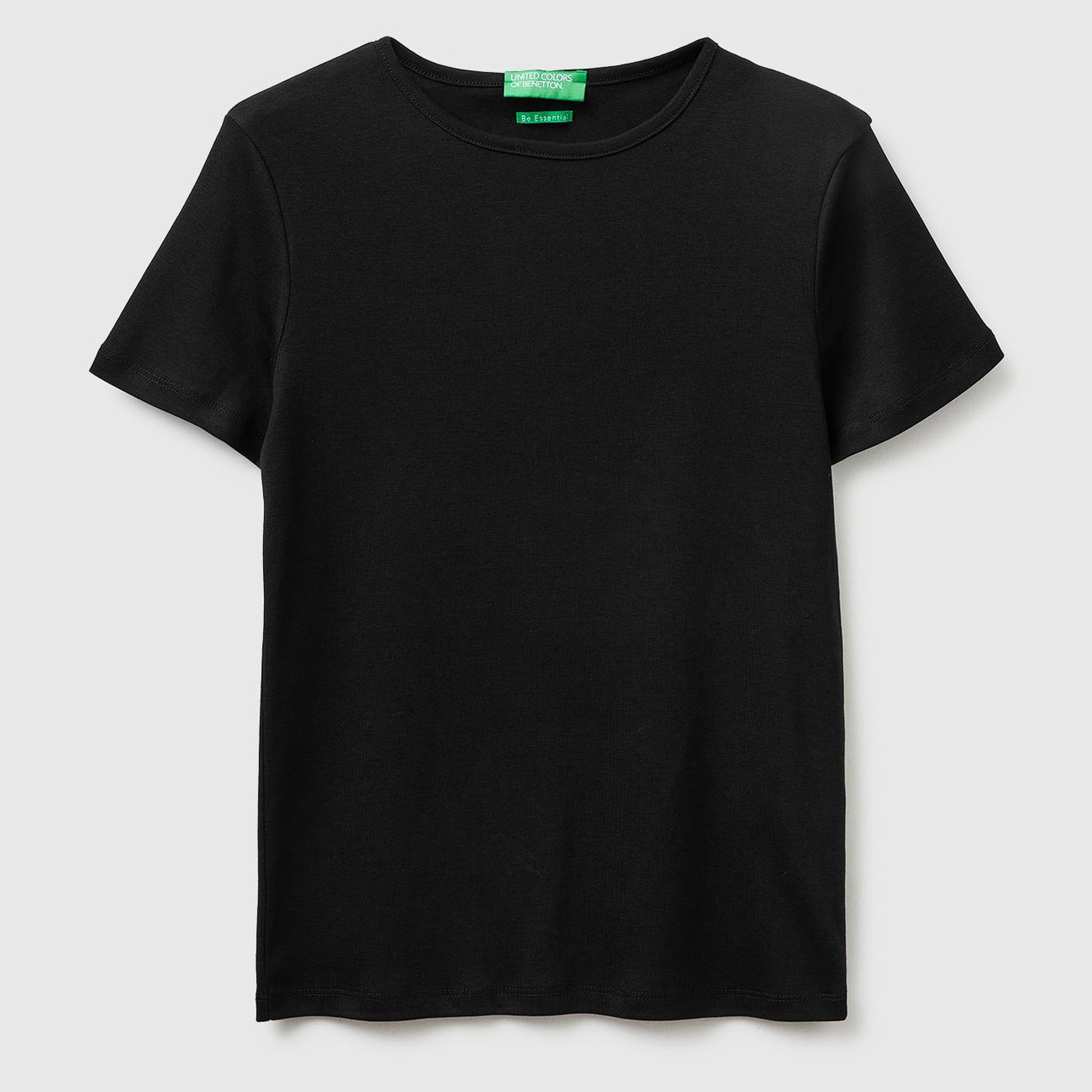 Kadın Siyah %100 Pamuk Bisiklet Yaka T-Shirt