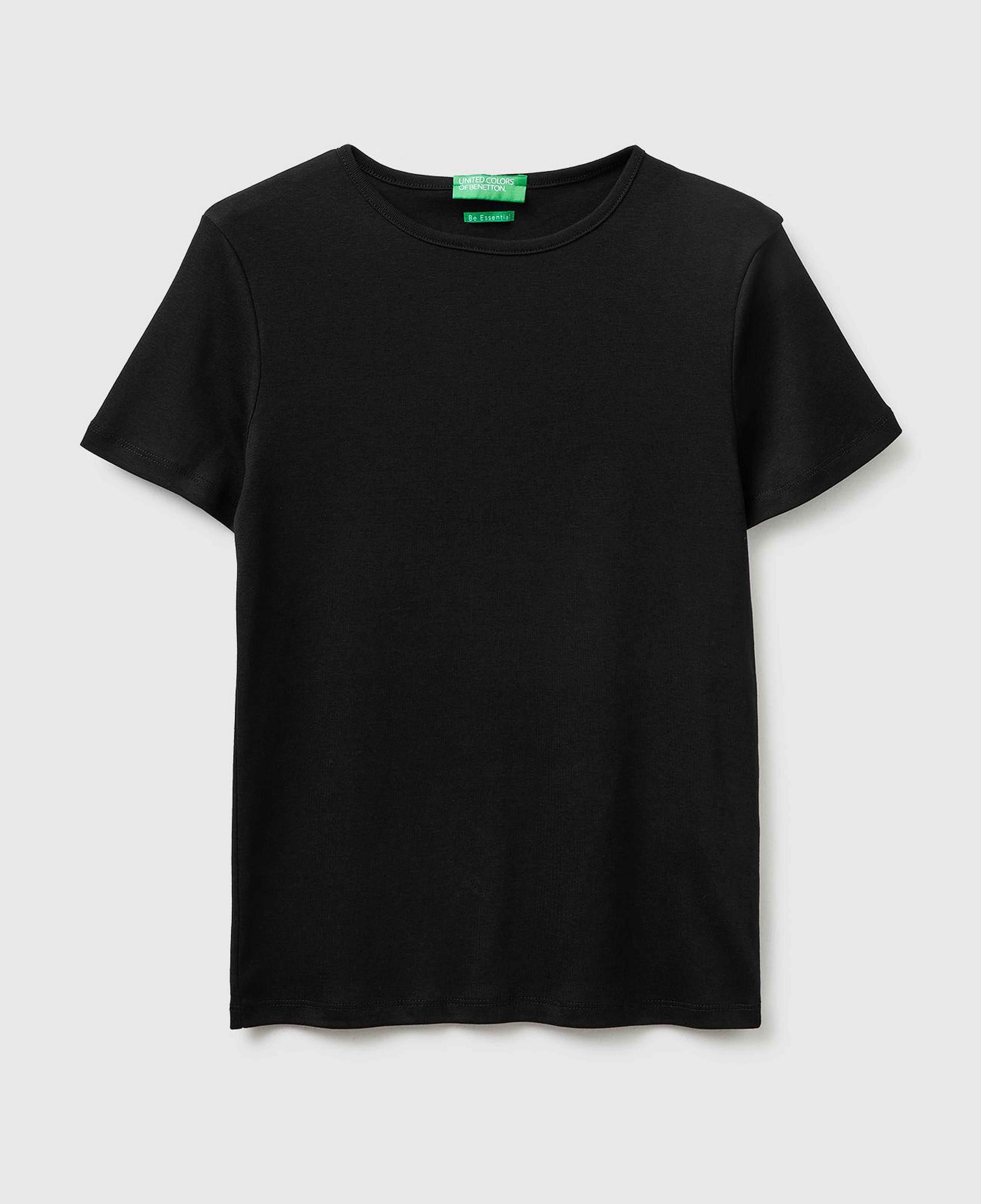Kadın Siyah %100 Pamuk Bisiklet Yaka T-Shirt