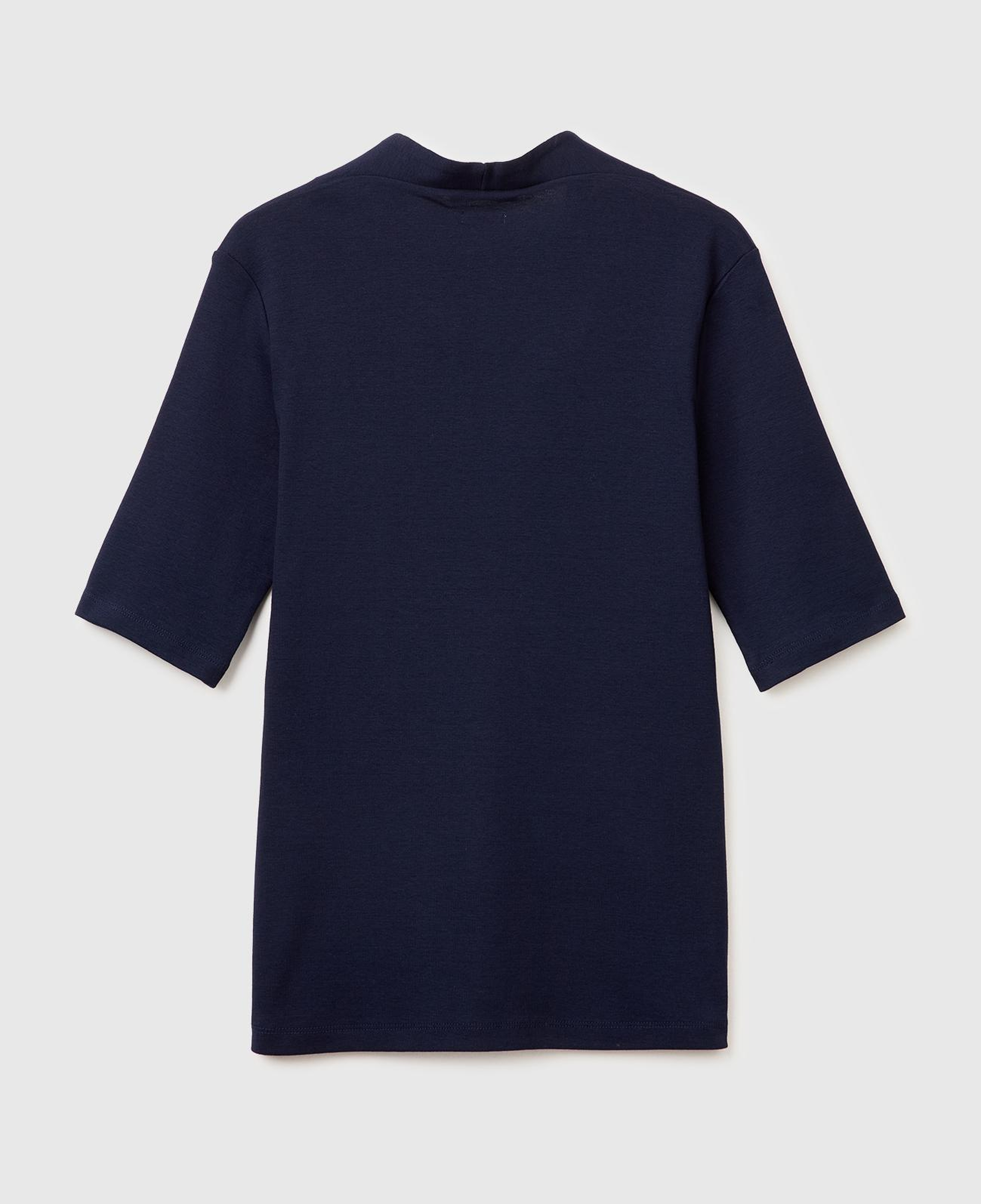Kadın Lacivert %100 Pamuk Yarım Kollu Derin V Yaka T-Shirt