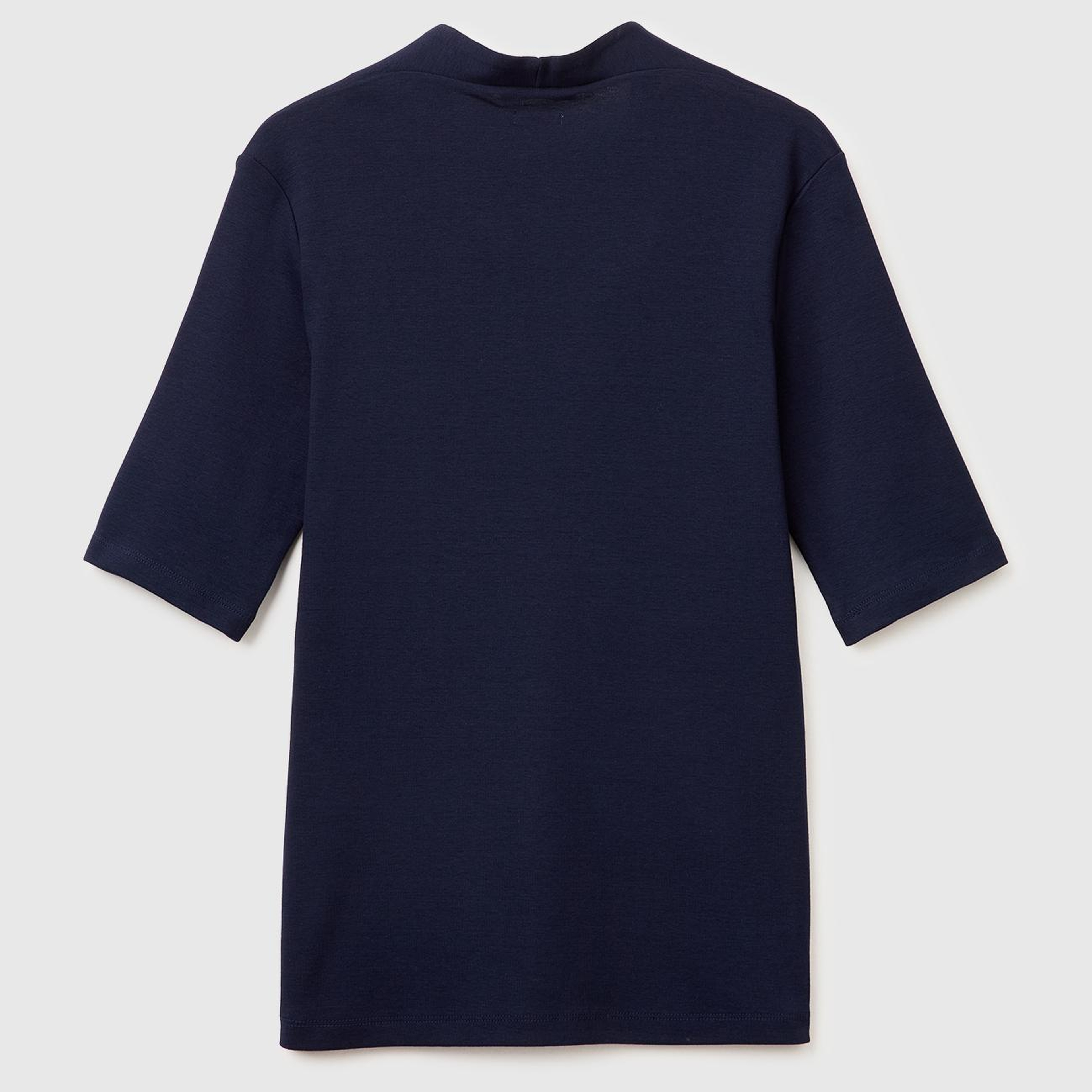 Kadın Lacivert %100 Pamuk Yarım Kollu Derin V Yaka T-Shirt