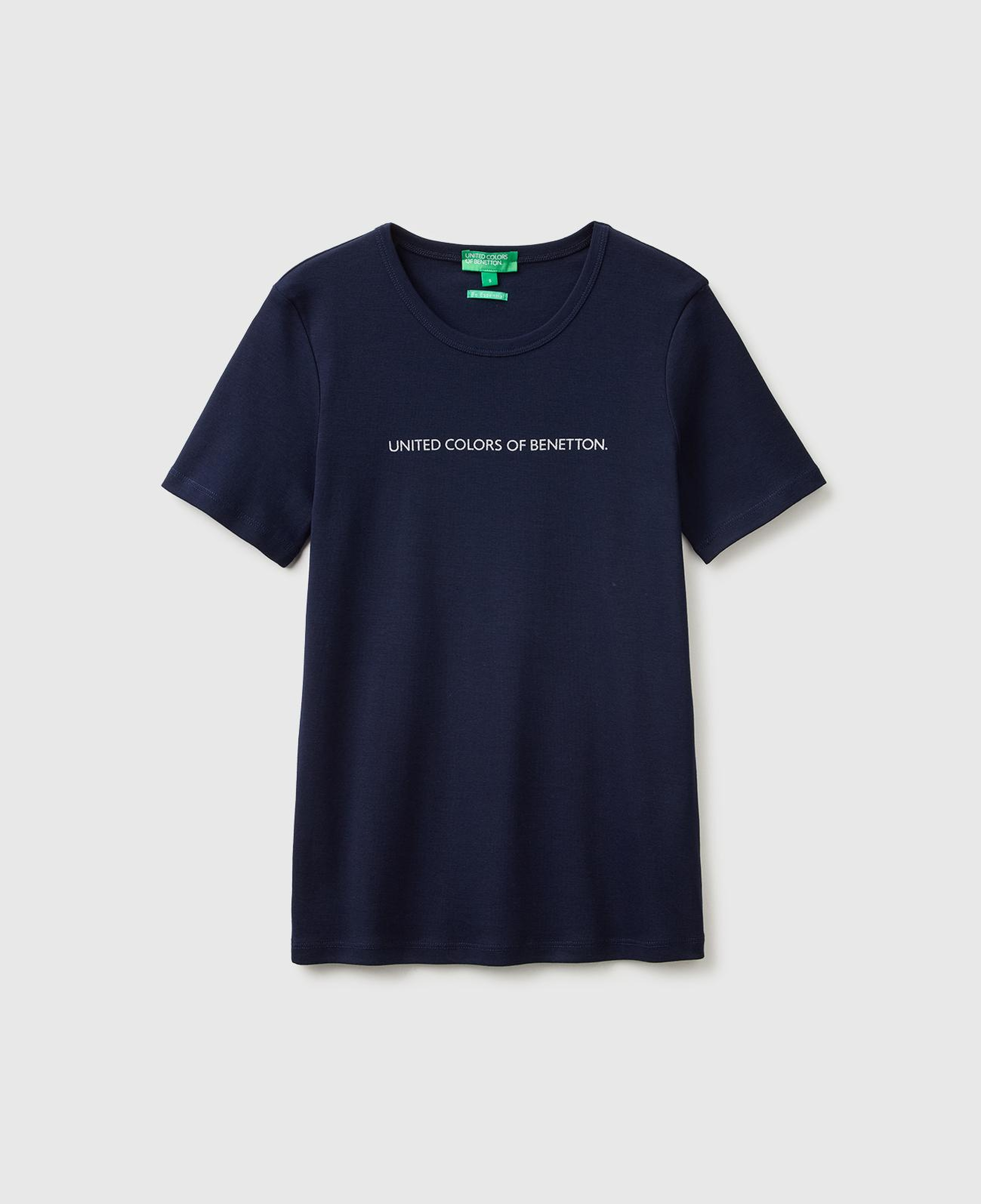Kadın Lacivert %100 Pamuk Logo Baskılı Bisiklet Yaka T-Shirt
