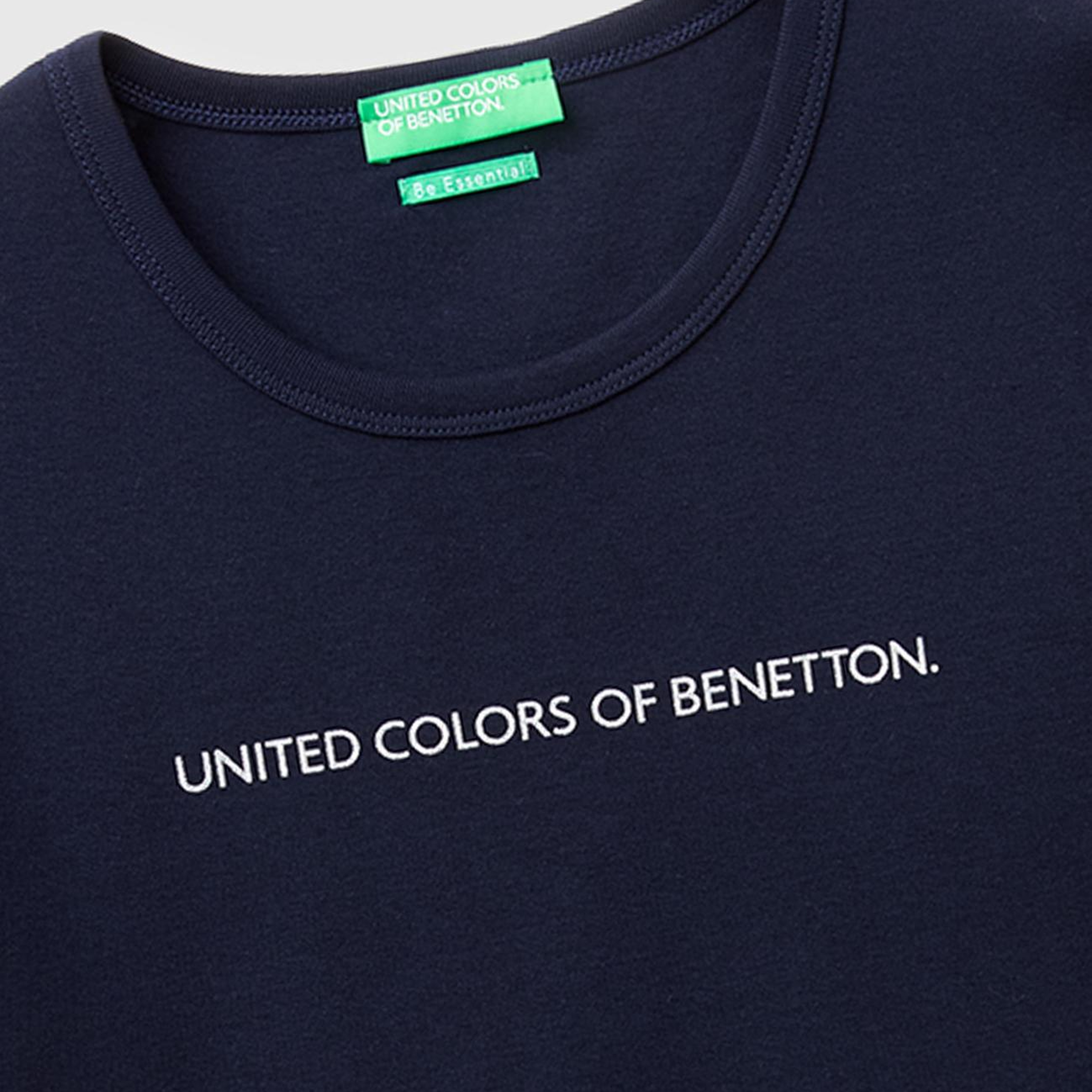 Kadın Lacivert %100 Pamuk Logo Baskılı Bisiklet Yaka T-Shirt