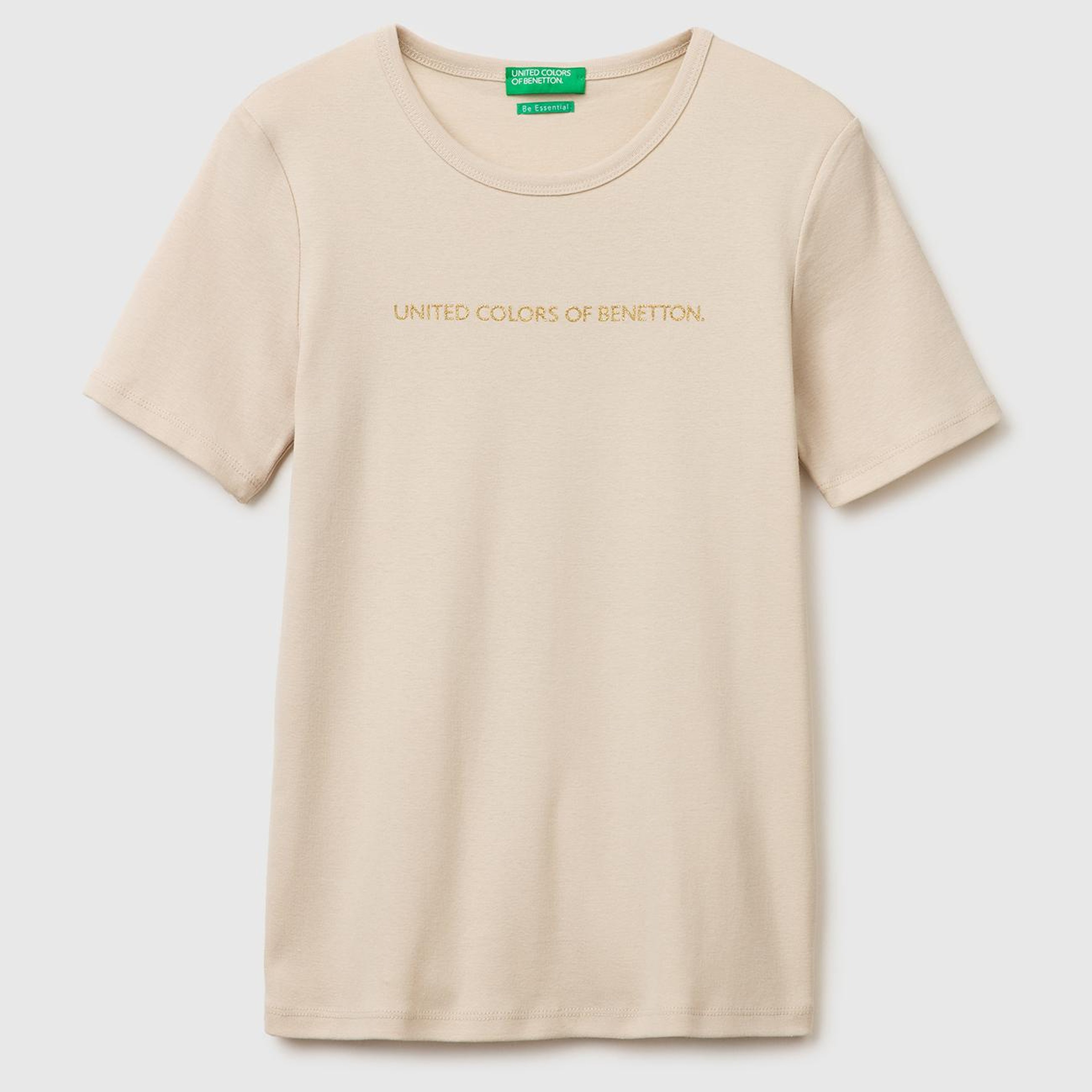 Kadın Taş %100 Pamuk Logo Baskılı Bisiklet Yaka T-Shirt