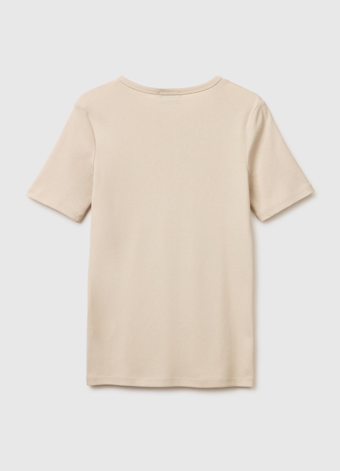 Kadın Taş %100 Pamuk Logo Baskılı Bisiklet Yaka T-Shirt