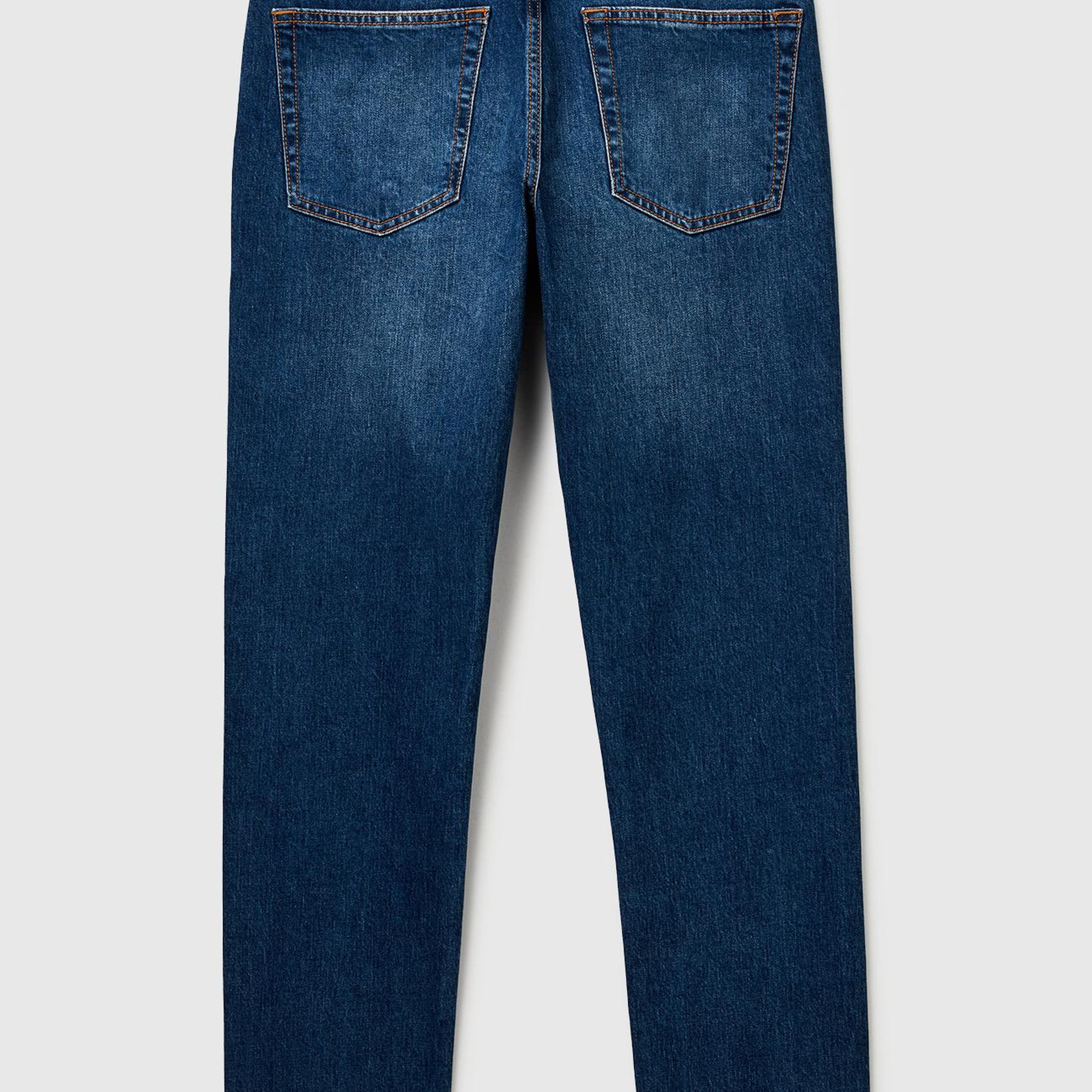 Erkek Koyu Mavi  Pamuk Karışımlı Arkası Logo Etiketli Cepli Slim Fit Denim Pantolon