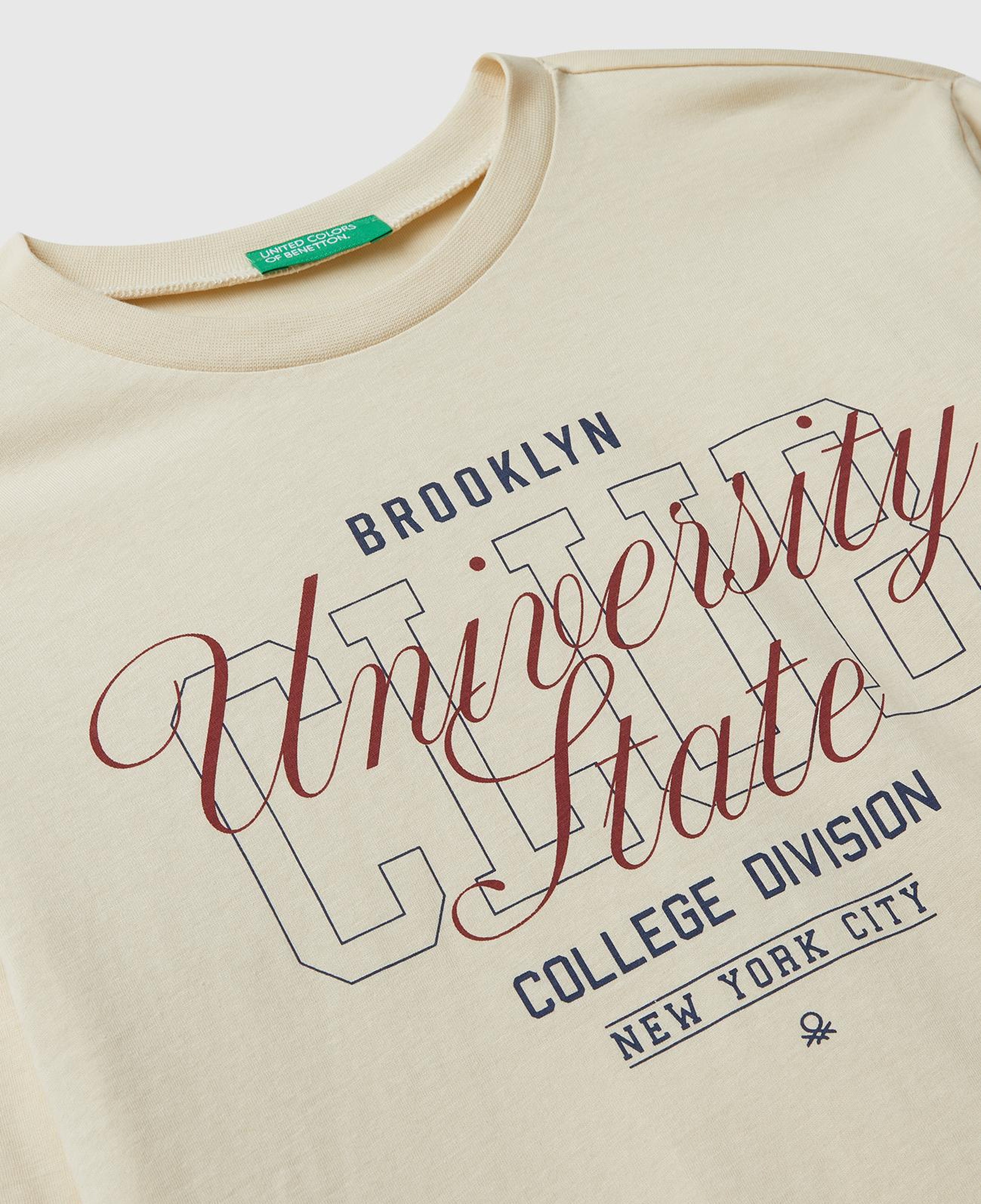 Erkek Çocuk Krem Önü Baskılı Bisiklet Yaka Uzun Kollu T-shirt