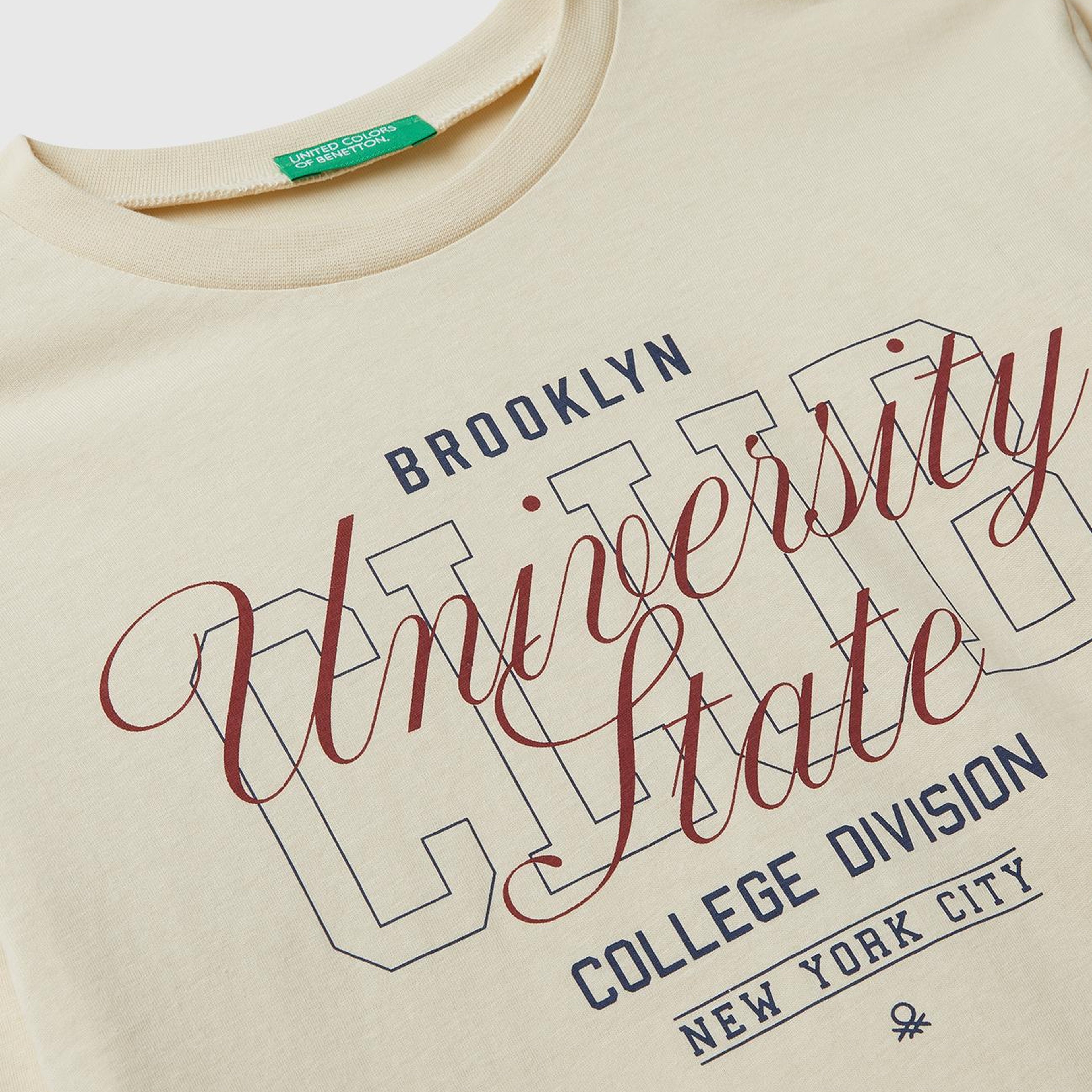 Erkek Çocuk Krem Önü Baskılı Bisiklet Yaka Uzun Kollu T-shirt