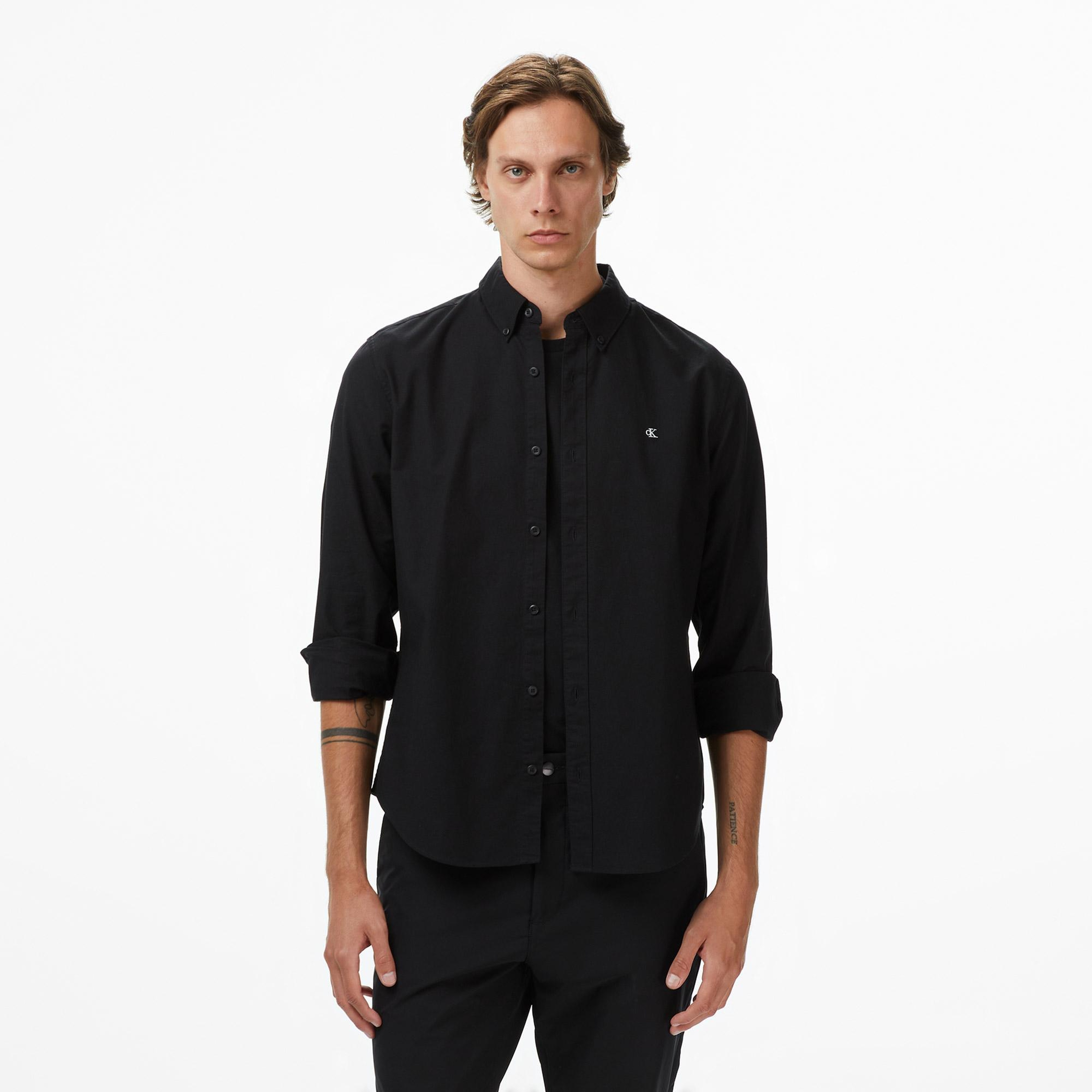 Calvin Klein Solid Oxford Classic Erkek Siyah Gömlek