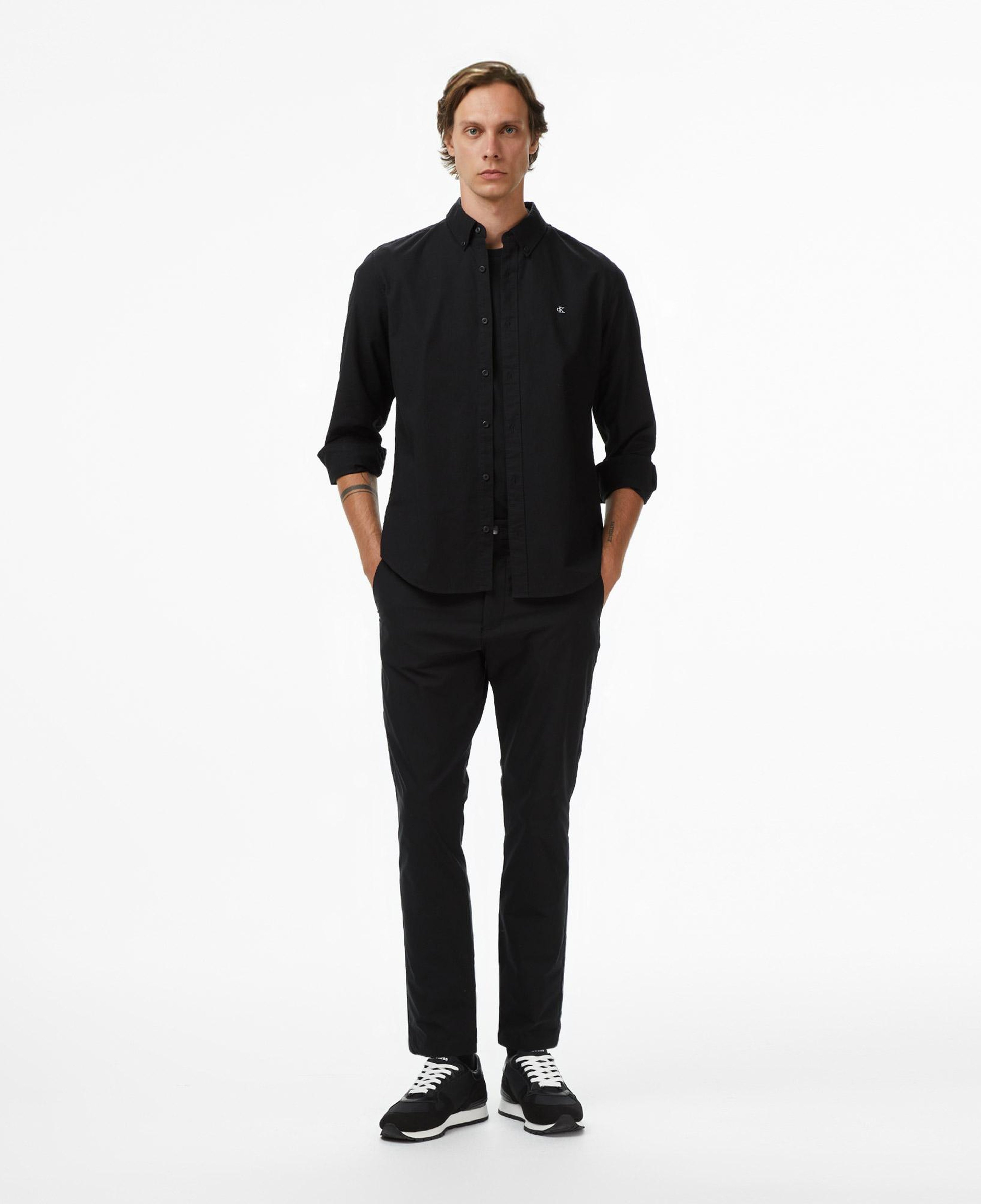 Calvin Klein Solid Oxford Classic Erkek Siyah Gömlek