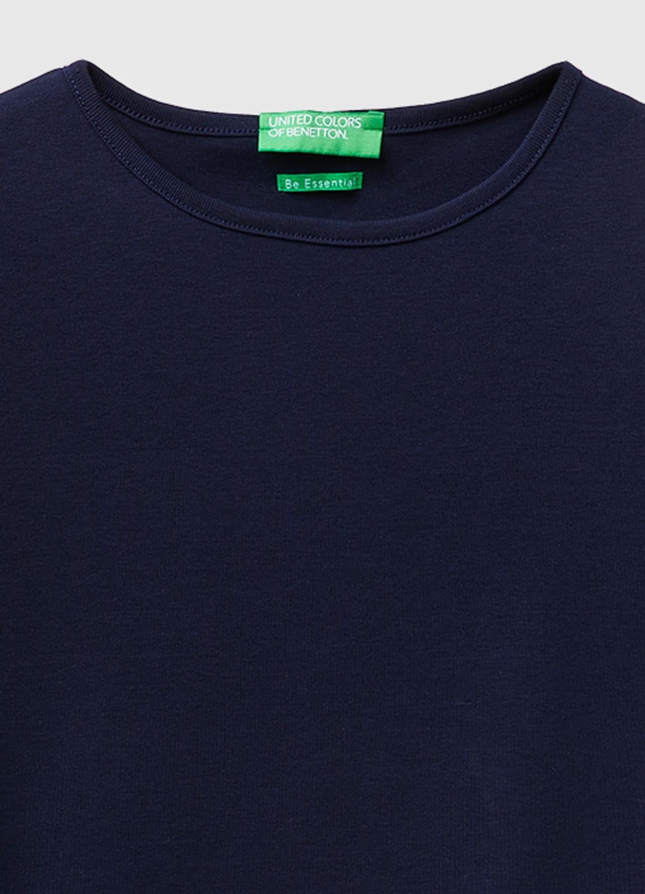 Kadın Lacivert %100 Pamuk Bisiklet Yaka T-Shirt