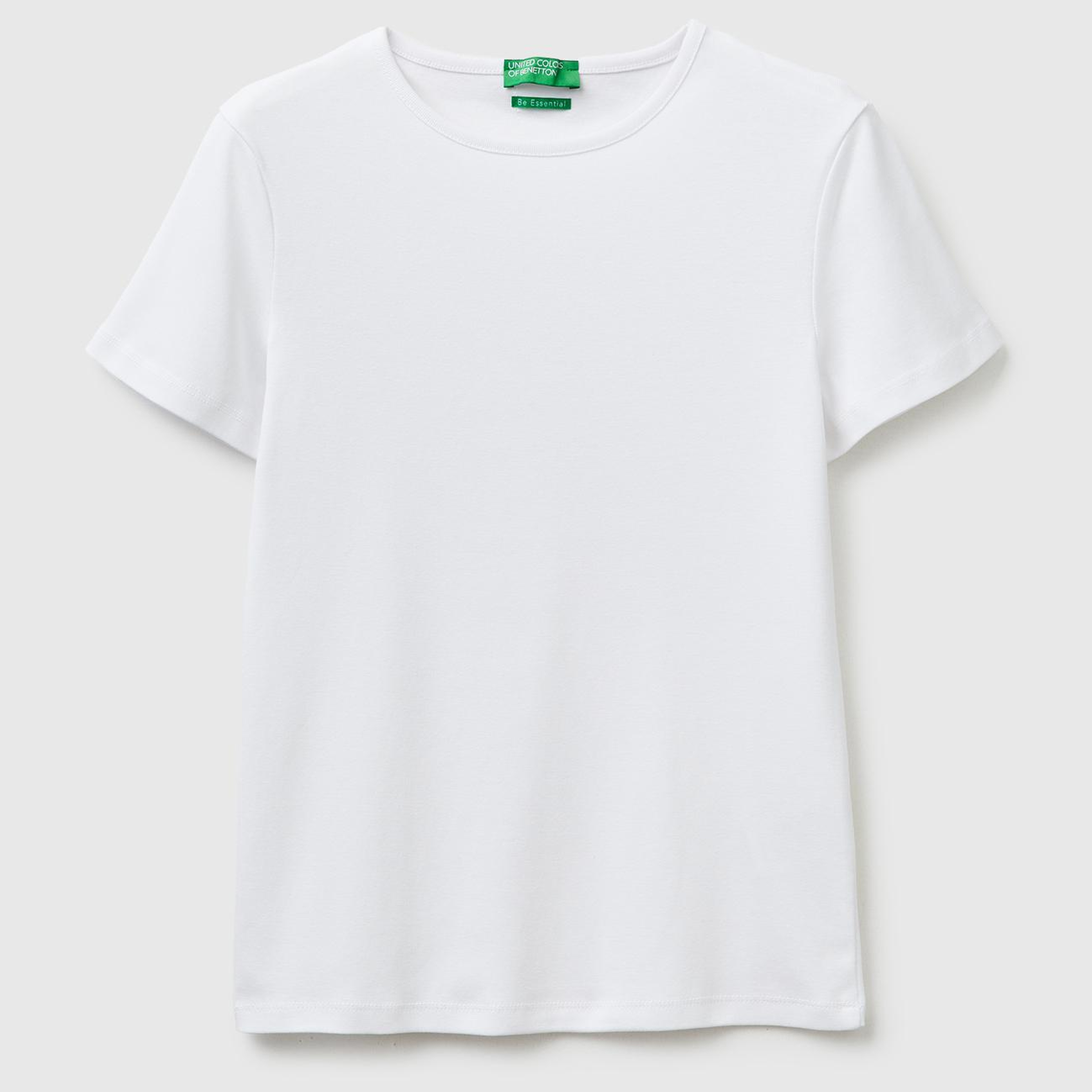 Kadın Beyaz %100 Pamuk Bisiklet Yaka T-Shirt