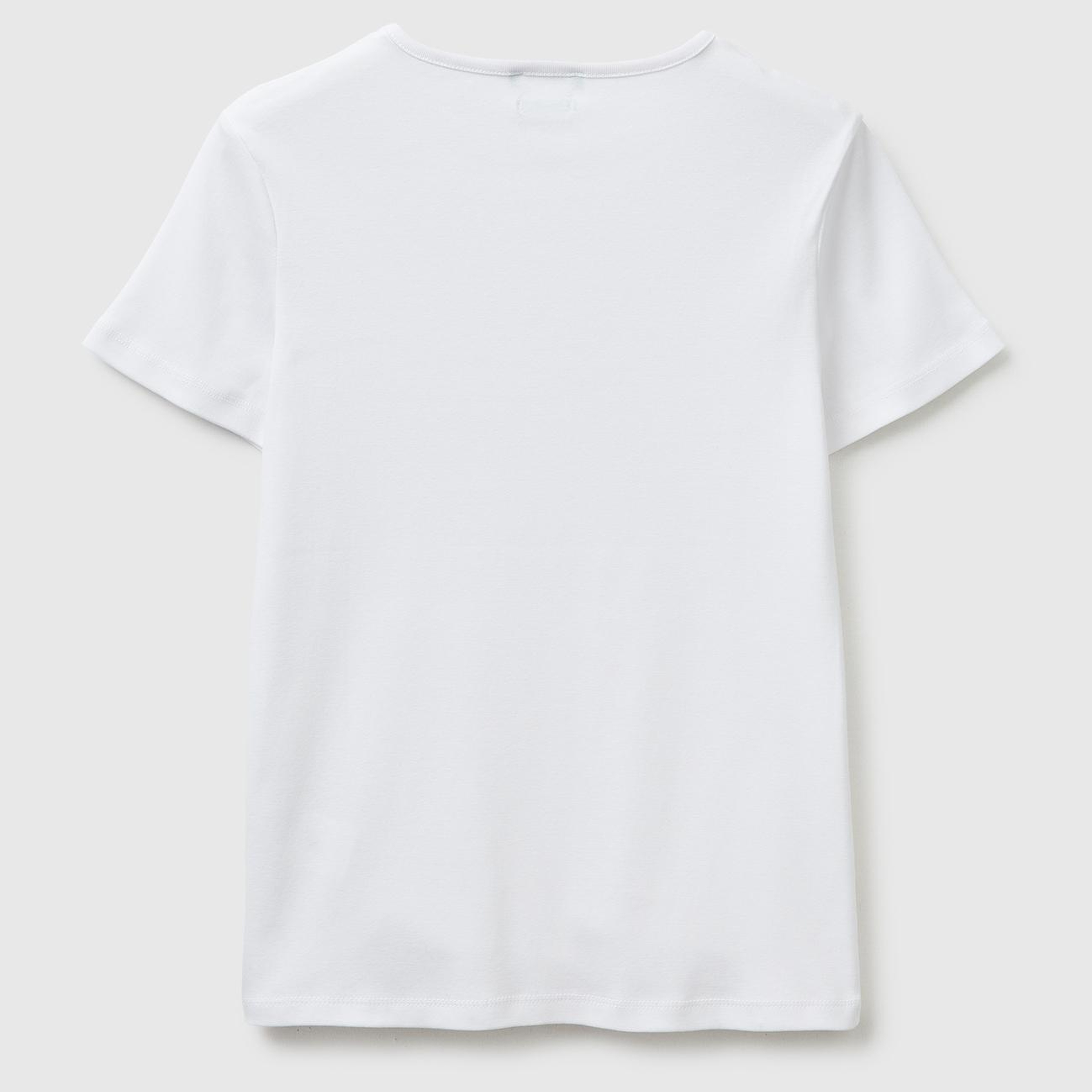 Kadın Beyaz %100 Pamuk Bisiklet Yaka T-Shirt