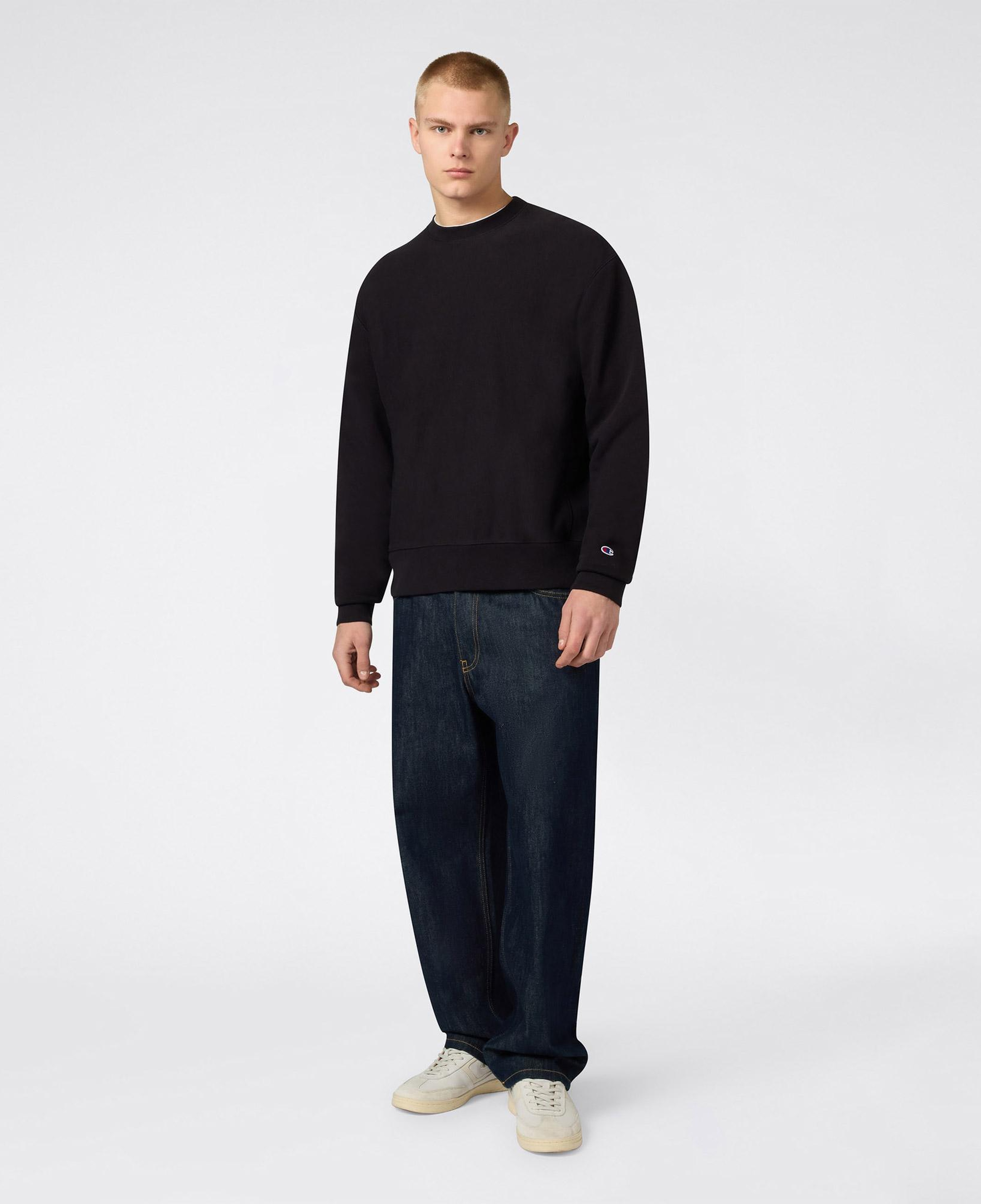 Champion Crewneck Regular Fit Erkek Siyah Sweatshirt