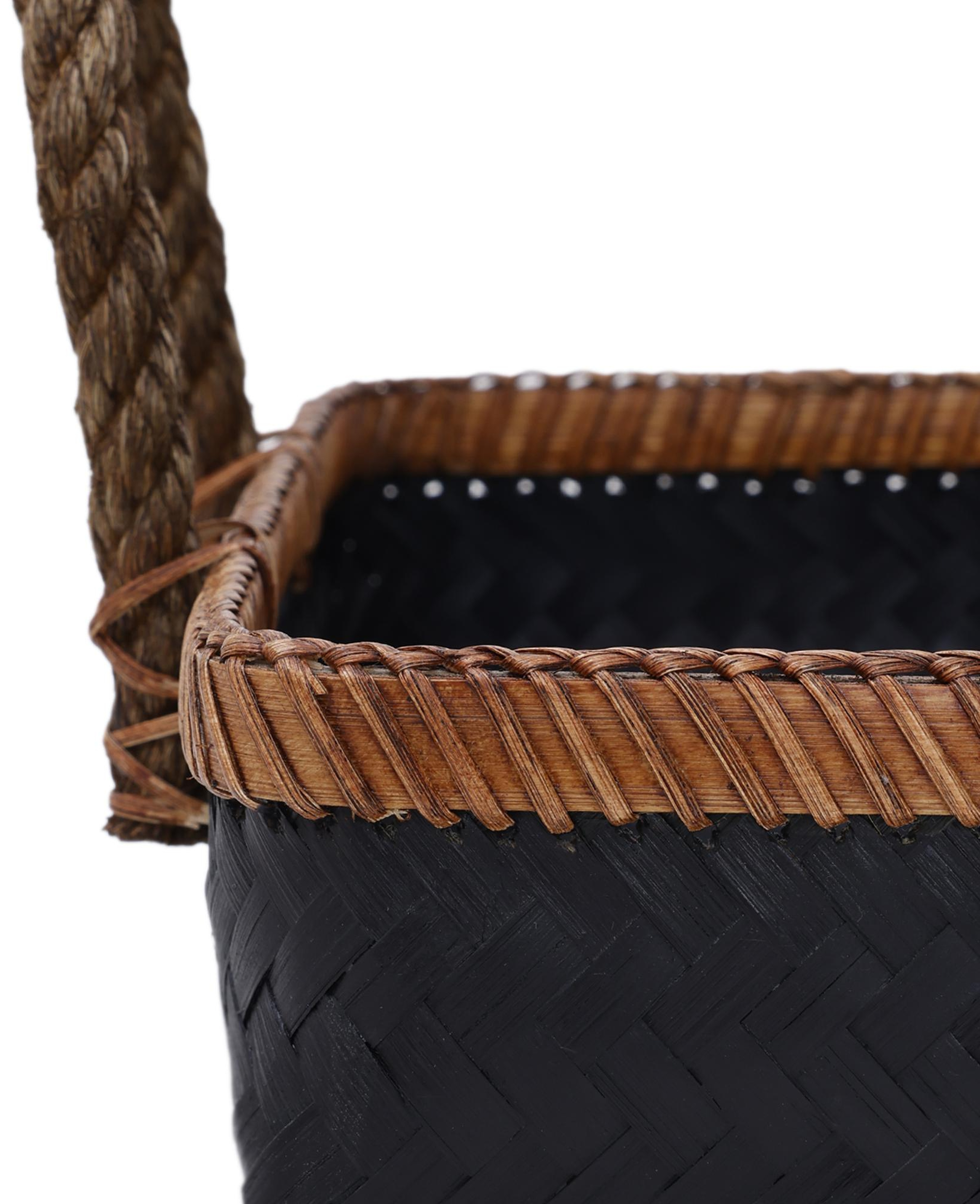 YARGICI Siyah Rattan Sepet (33x46x20 cm)