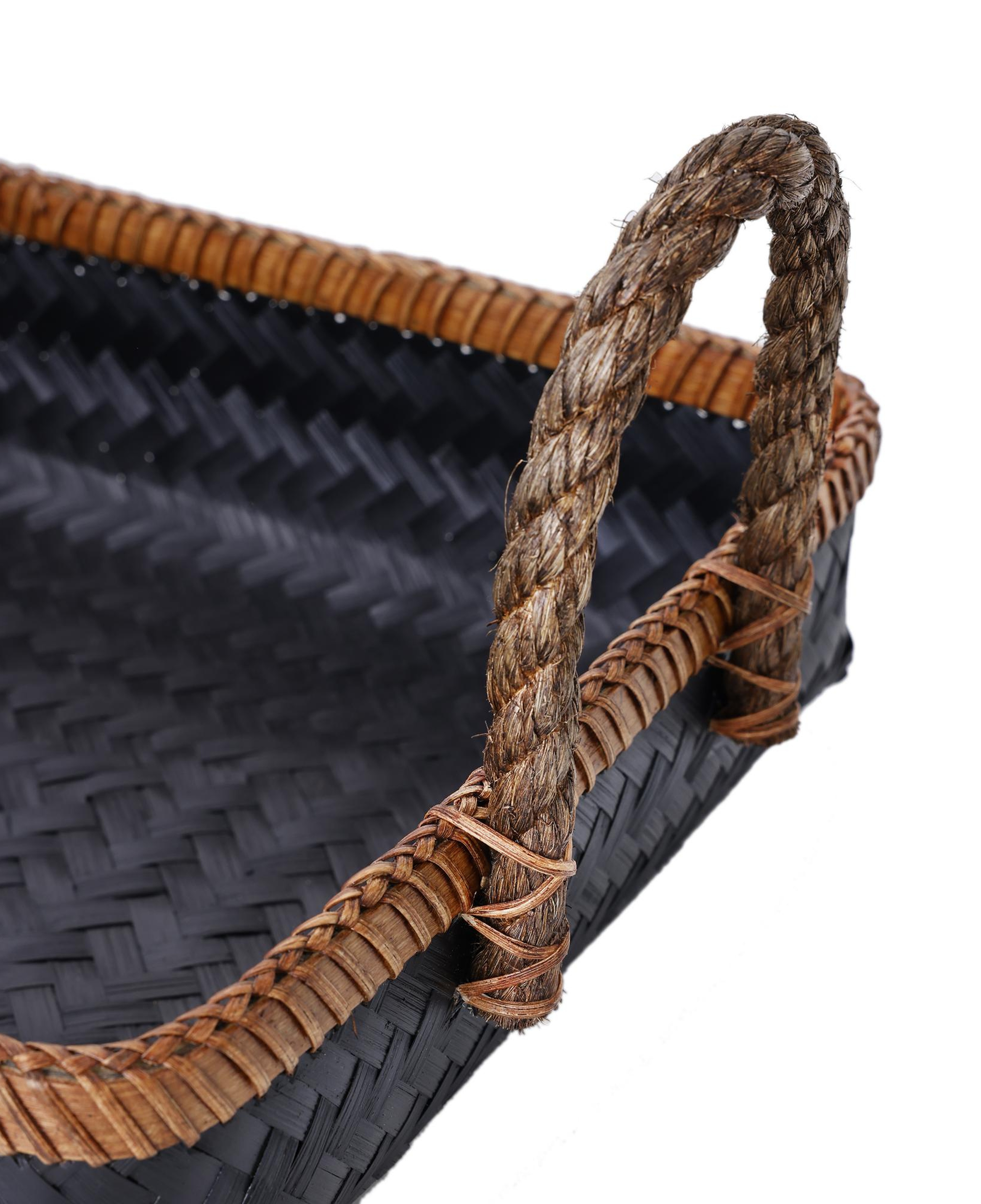 YARGICI Siyah Rattan Sepet (33x46x20 cm)