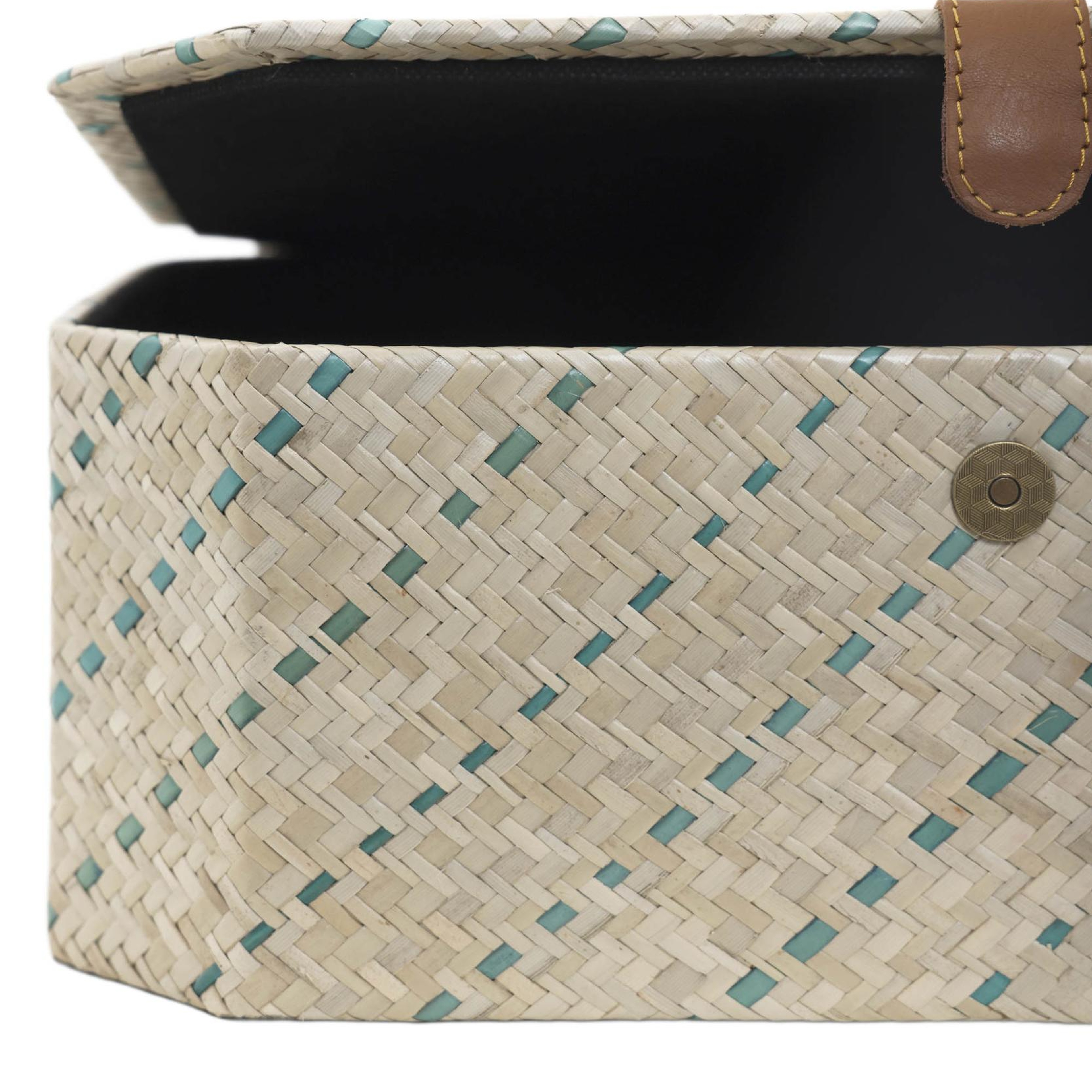 YARGICI Deri Detaylı Pandanus Dikdörtgen Kutu(36x28x13 Cm)