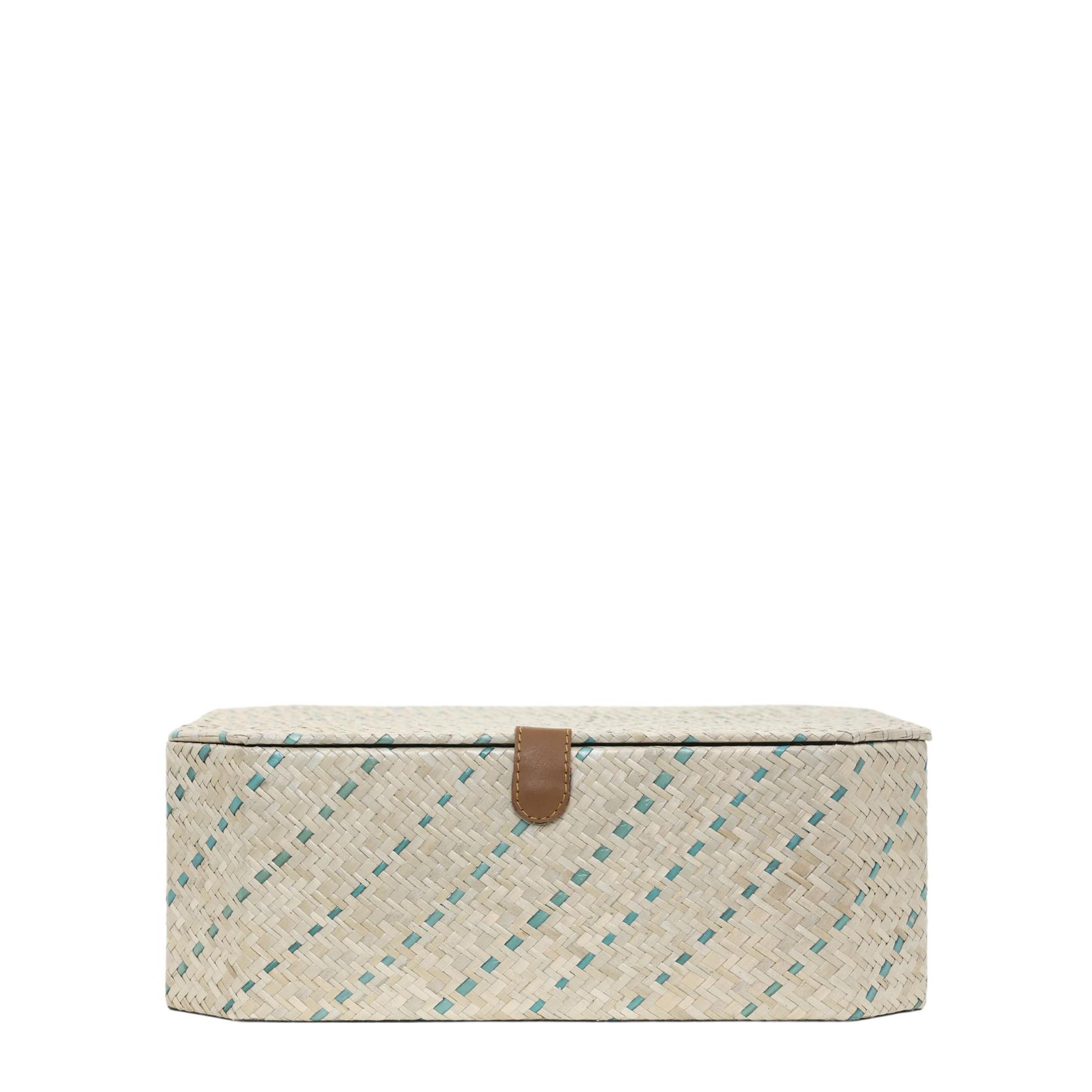 YARGICI Deri Detaylı Pandanus Dikdörtgen Kutu(36x28x13 Cm)