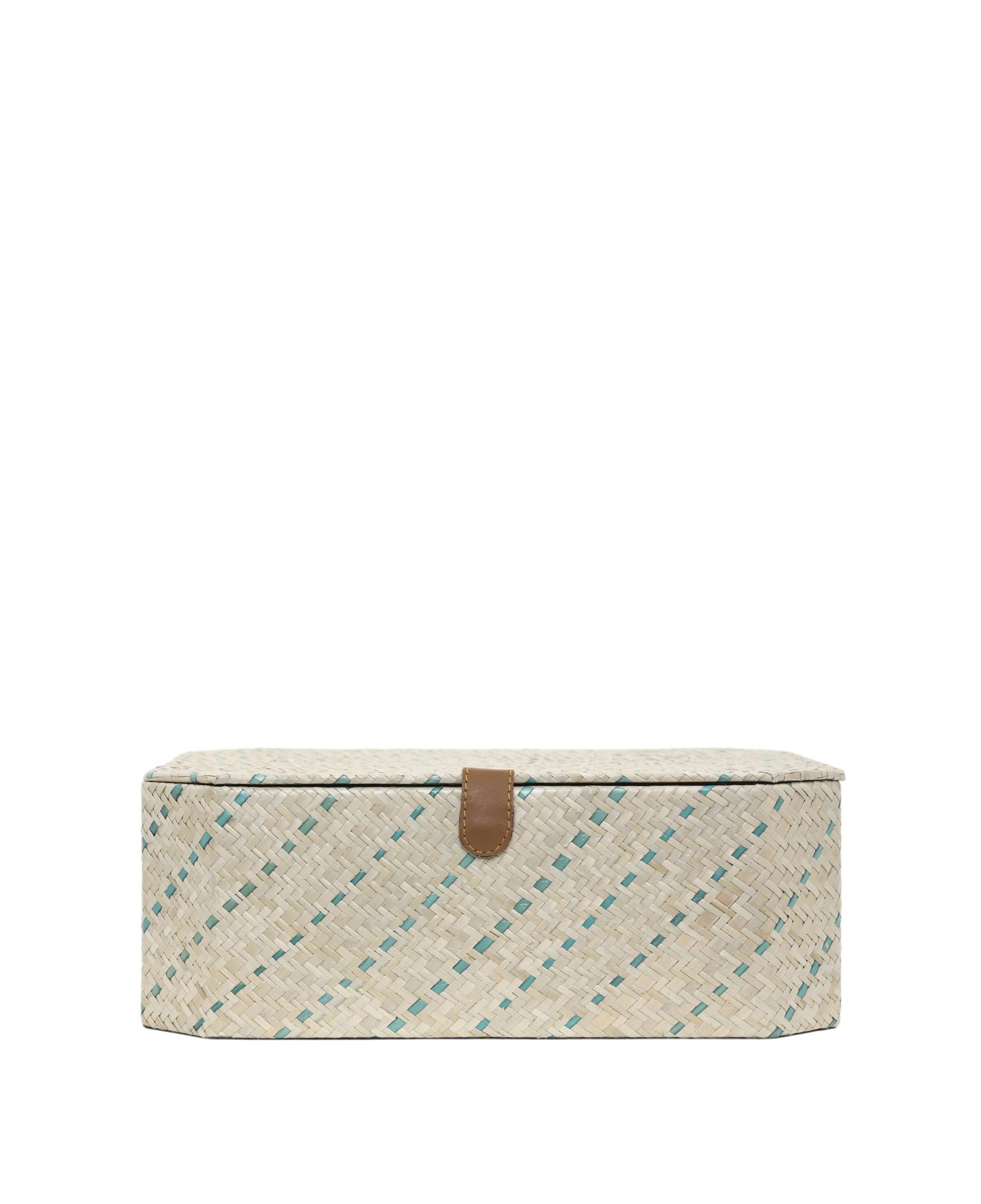 YARGICI Deri Detaylı Pandanus Dikdörtgen Kutu(36x28x13 Cm)