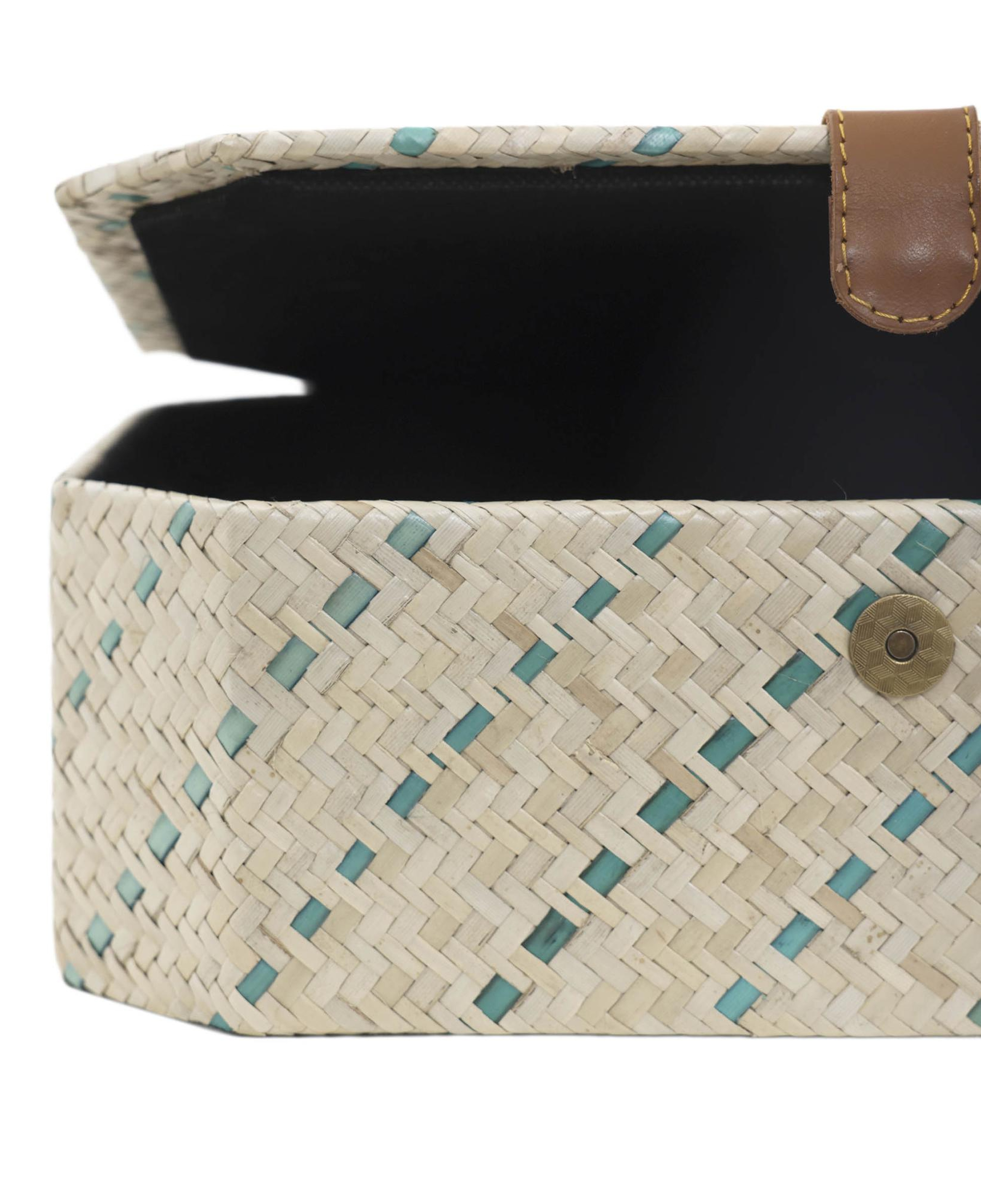 YARGICI Deri Detaylı Pandanus Dikdörtgen Kutu(32x23x10 Cm)