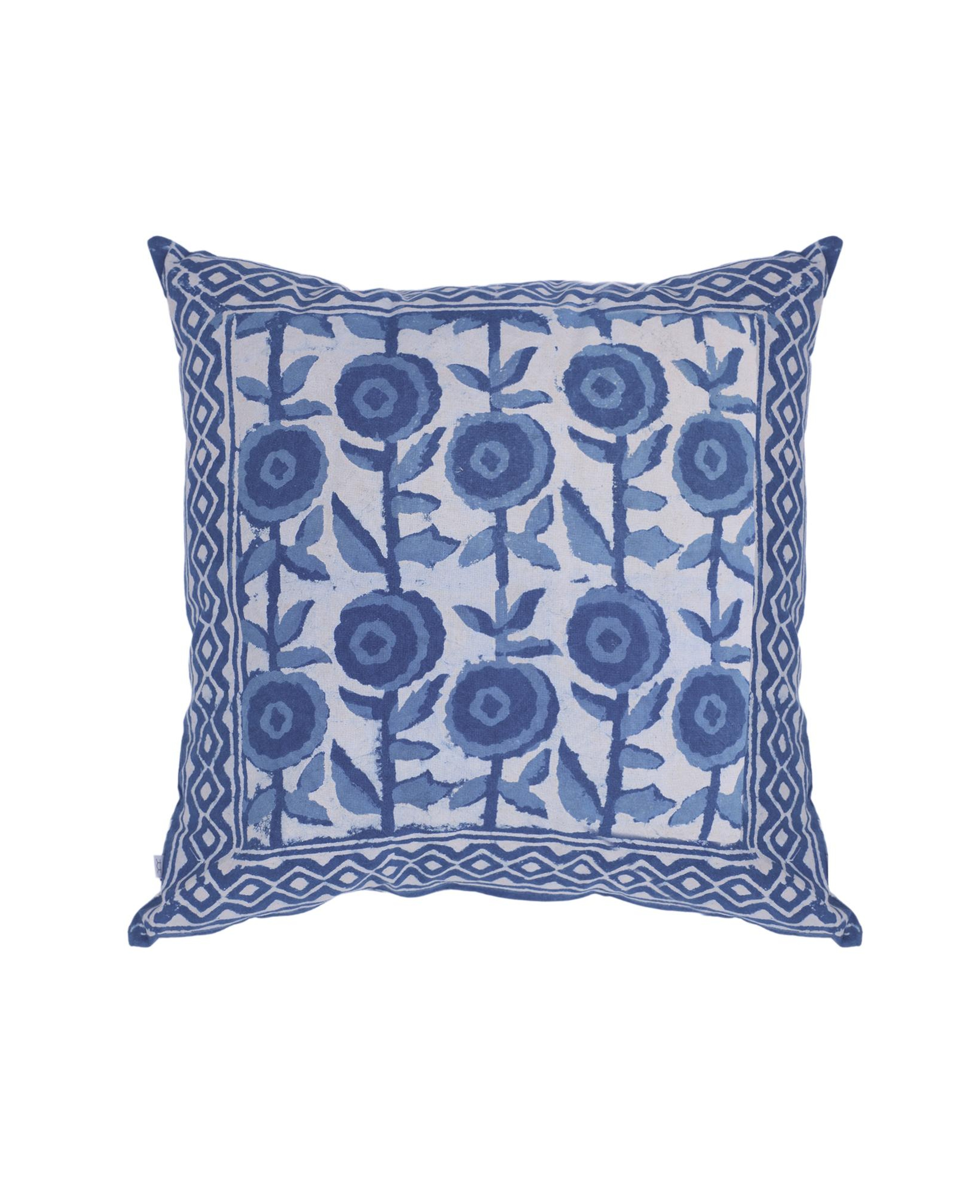 YARGICI Çiçek Desenli Pamuk Kumaş Kare Yastık(50x50 Cm)