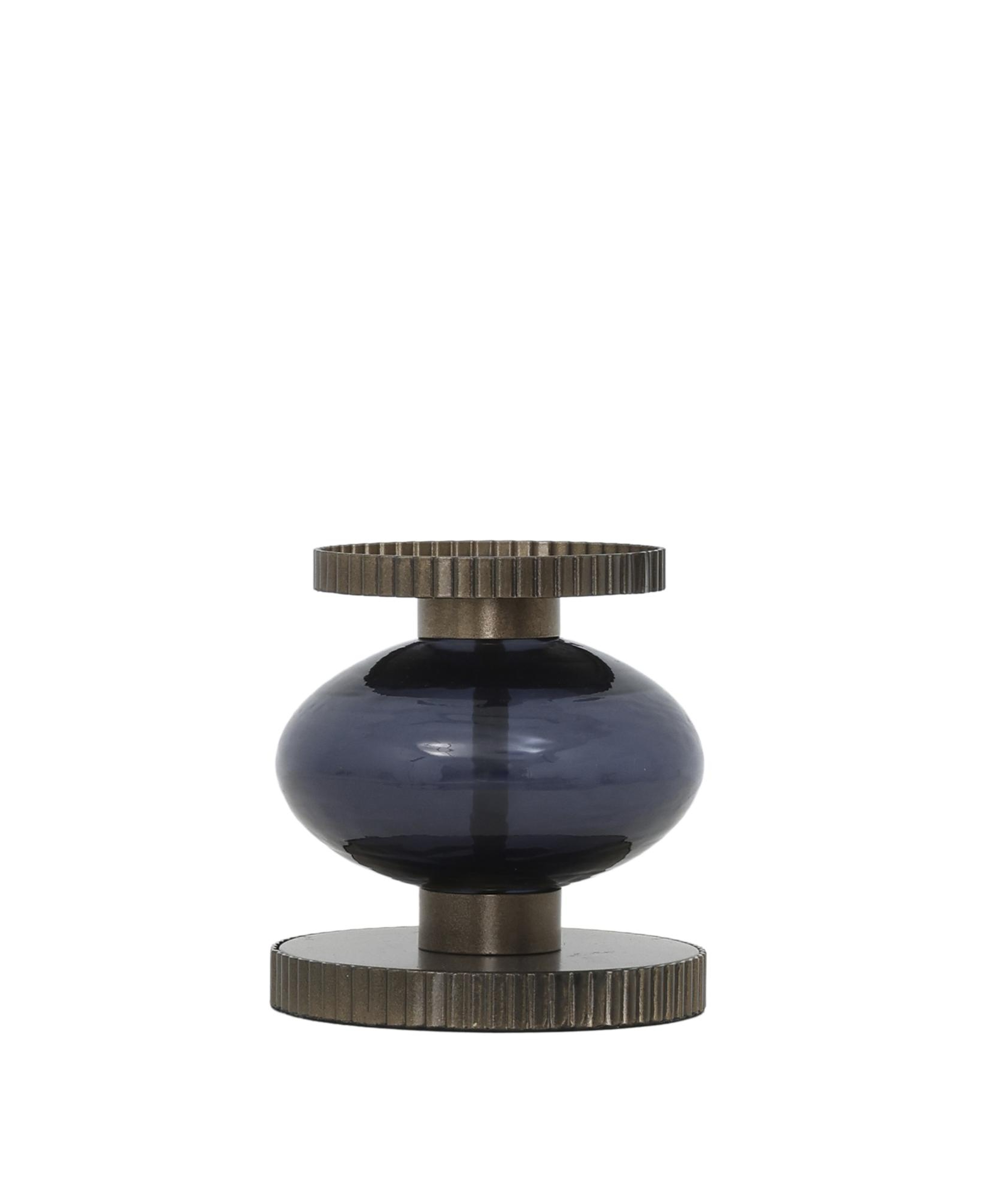 YARGICI Renkli Cam Metal Detaylı Mumluk(13x12 Cm)