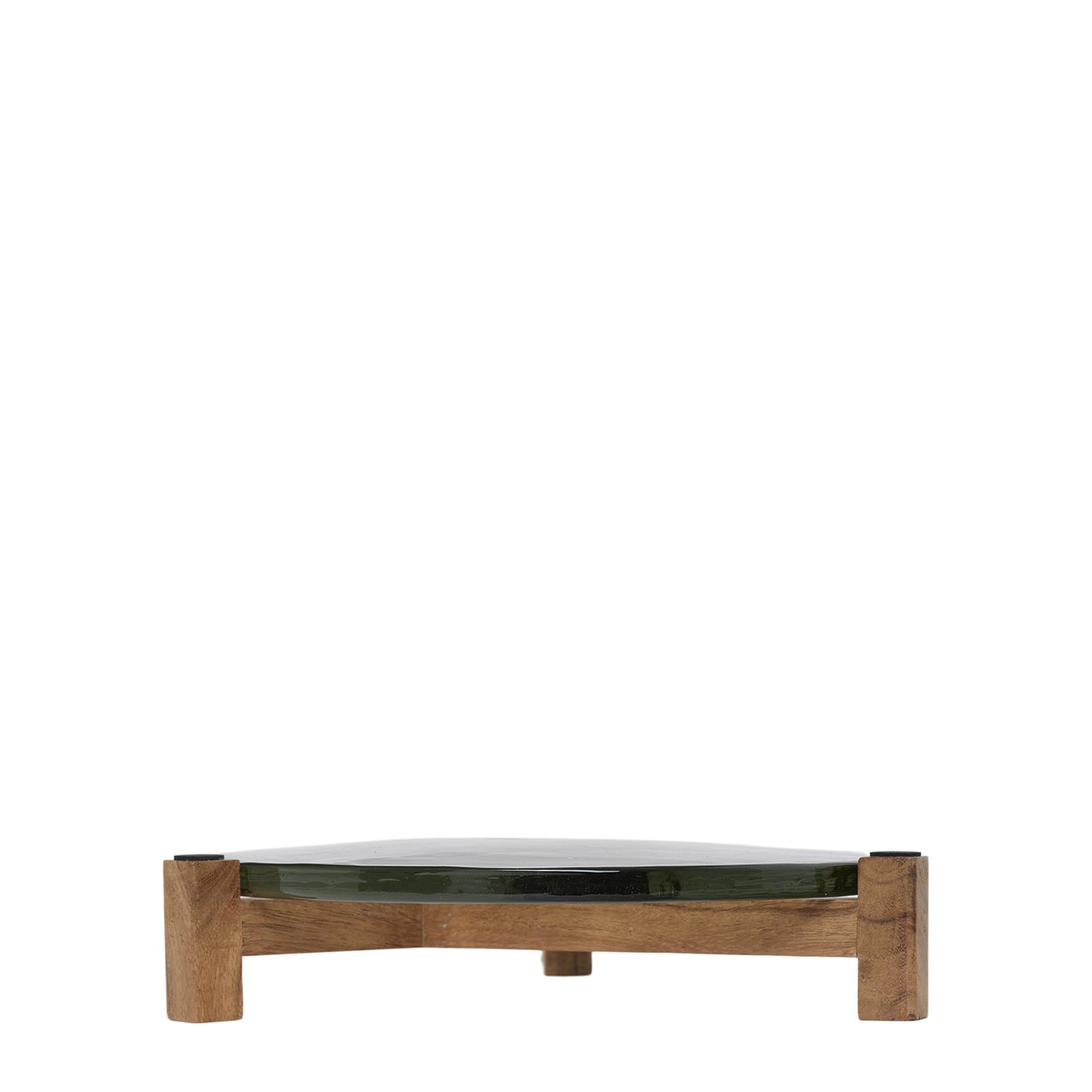 YARGICI Mango Ağacı Standlı Cam Yuvarlak Servis Tabağı(30x6 Cm)