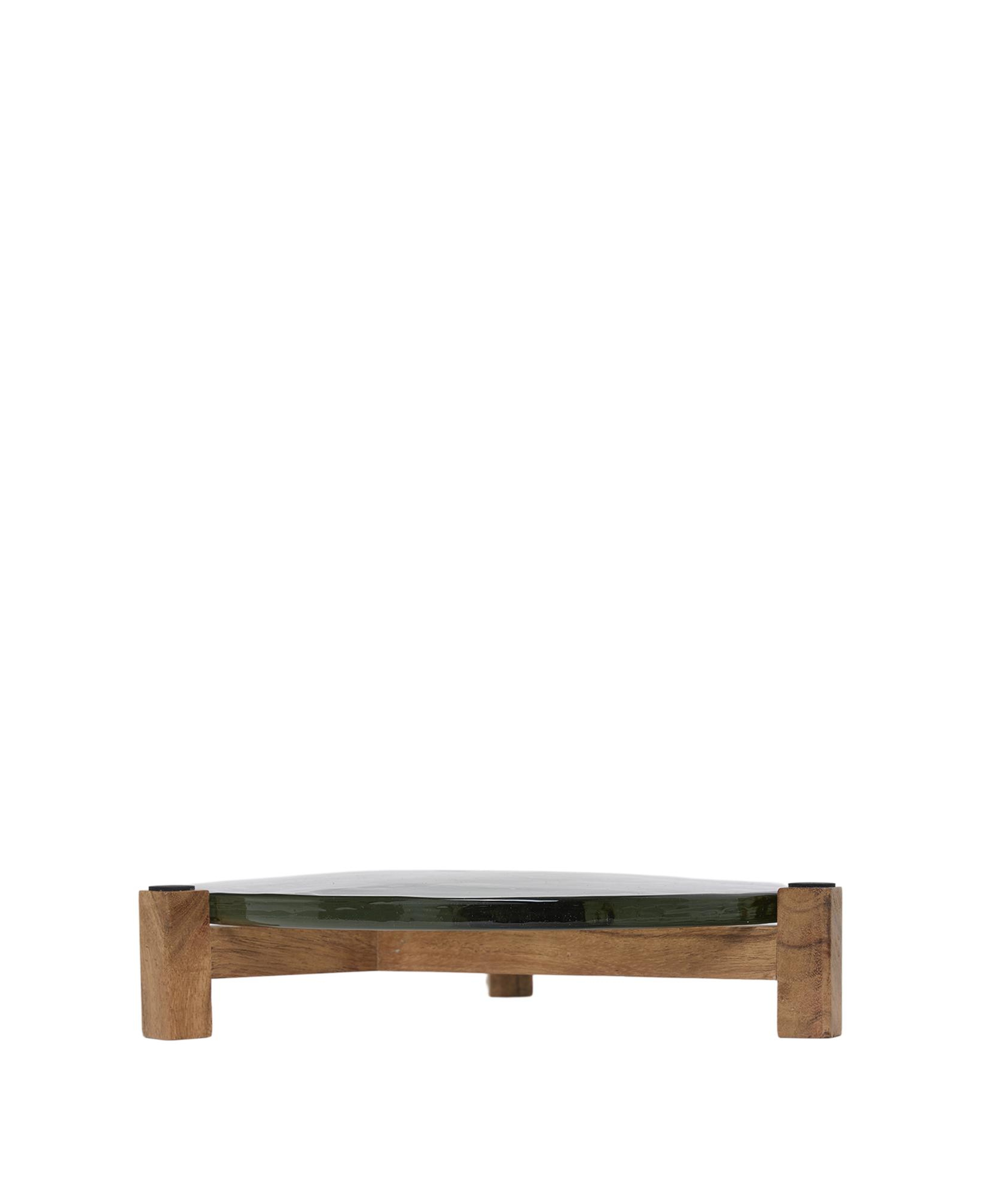 YARGICI Mango Ağacı Standlı Cam Yuvarlak Servis Tabağı(30x6 Cm)