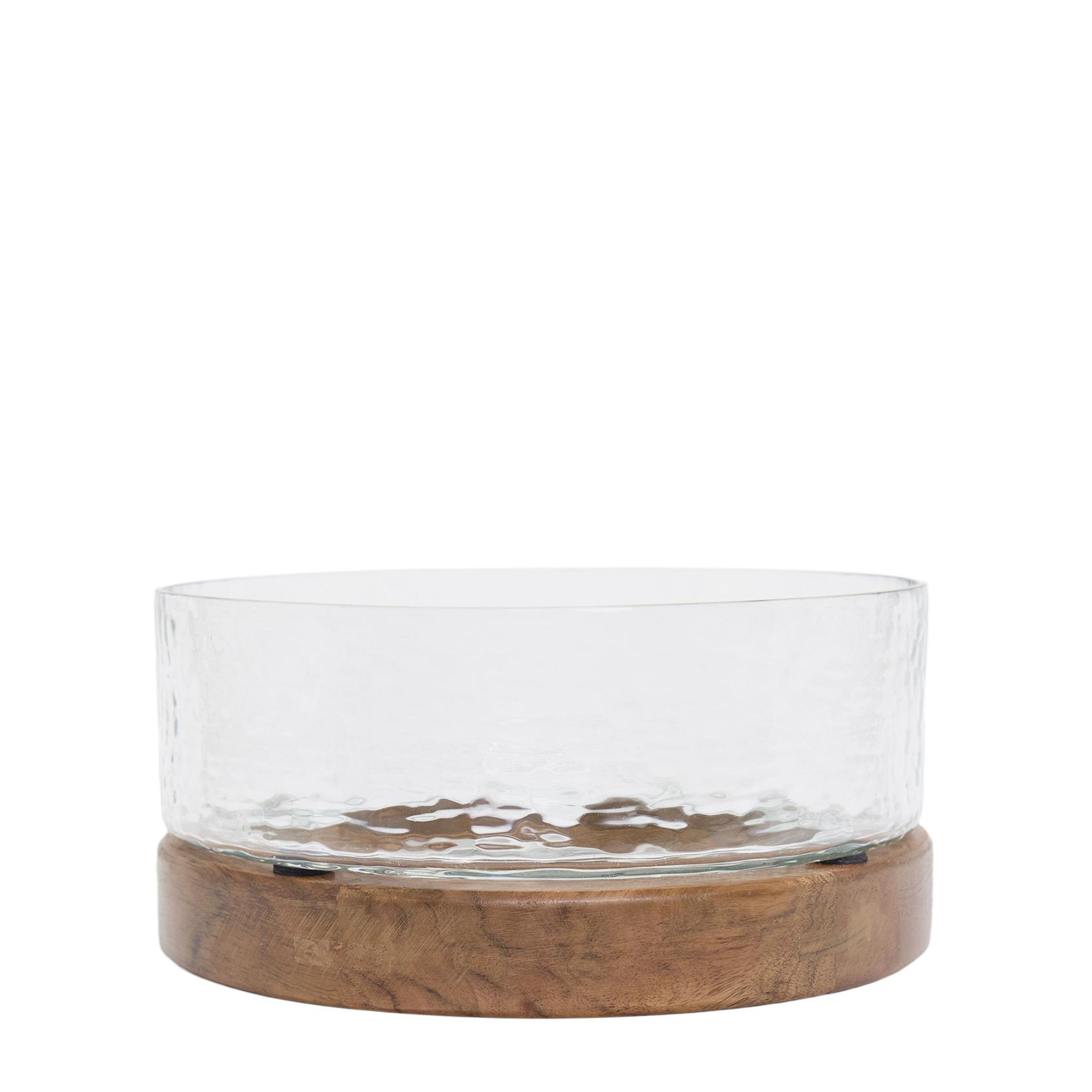 YARGICI Mango Ağacı Standlı Cam Yuvarlak Servis Kasesi(25x12 Cm)