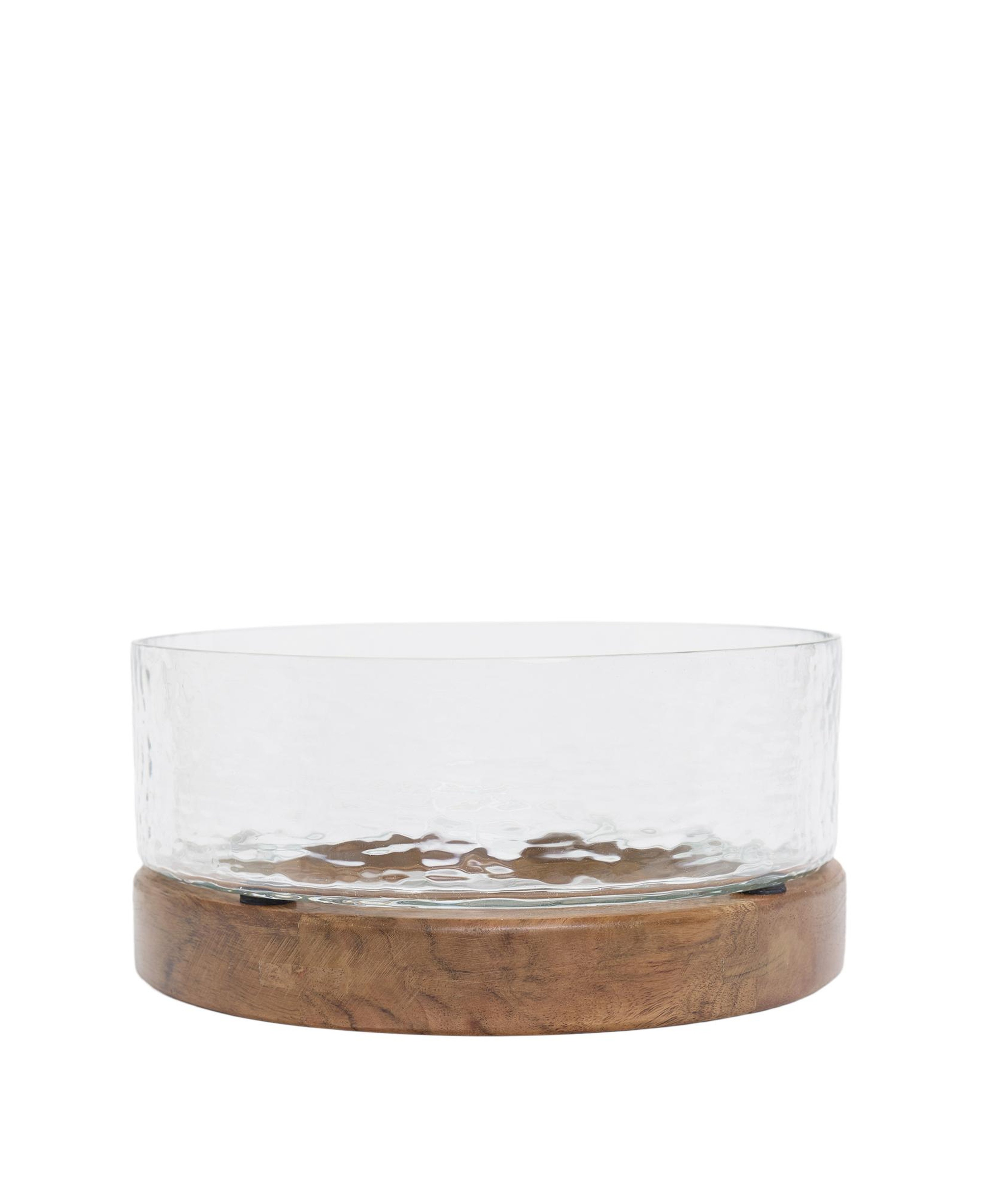 YARGICI Mango Ağacı Standlı Cam Yuvarlak Servis Kasesi(25x12 Cm)