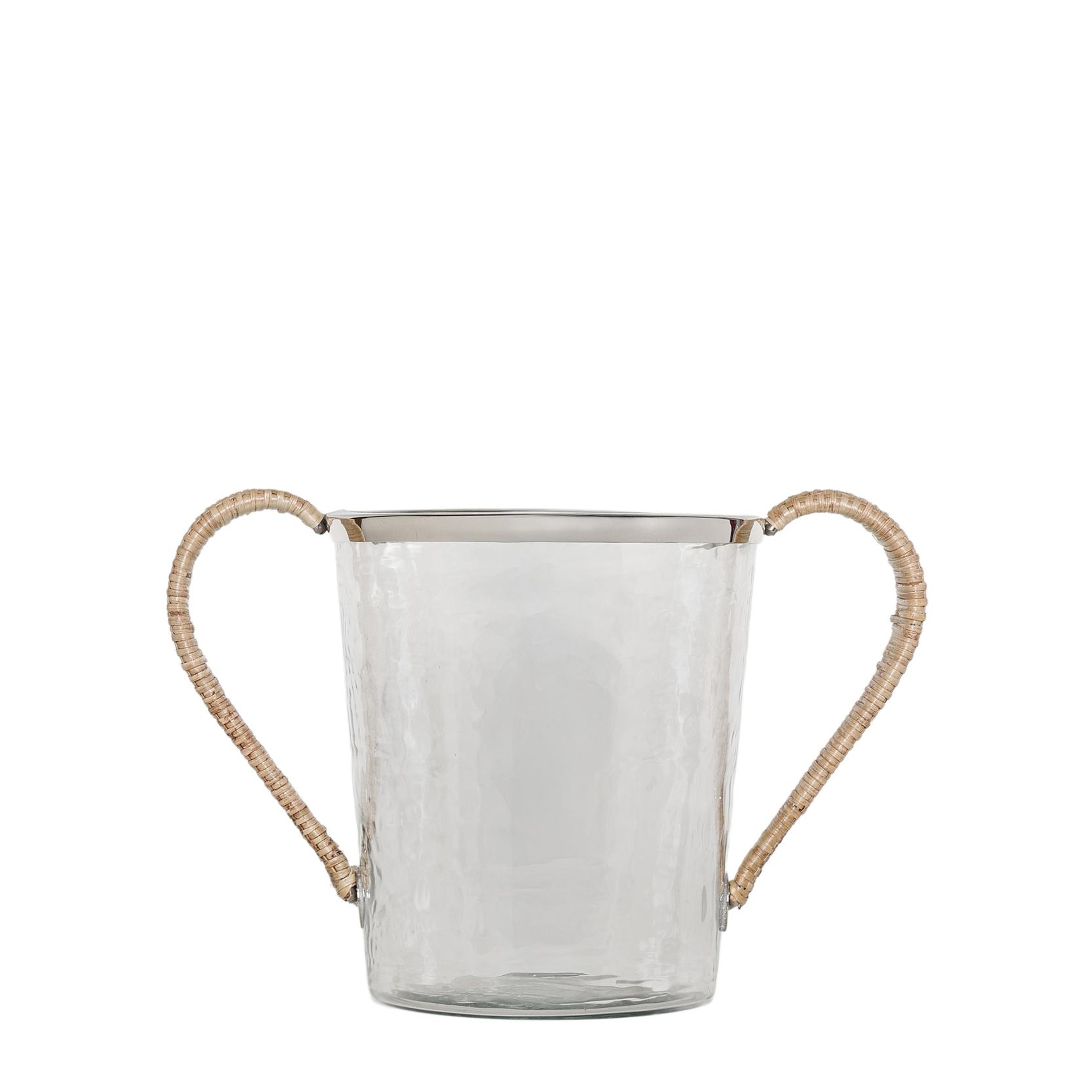YARGICI Rattan Saplı Cam Silindir Buz Kovası(21x37x22 Cm)