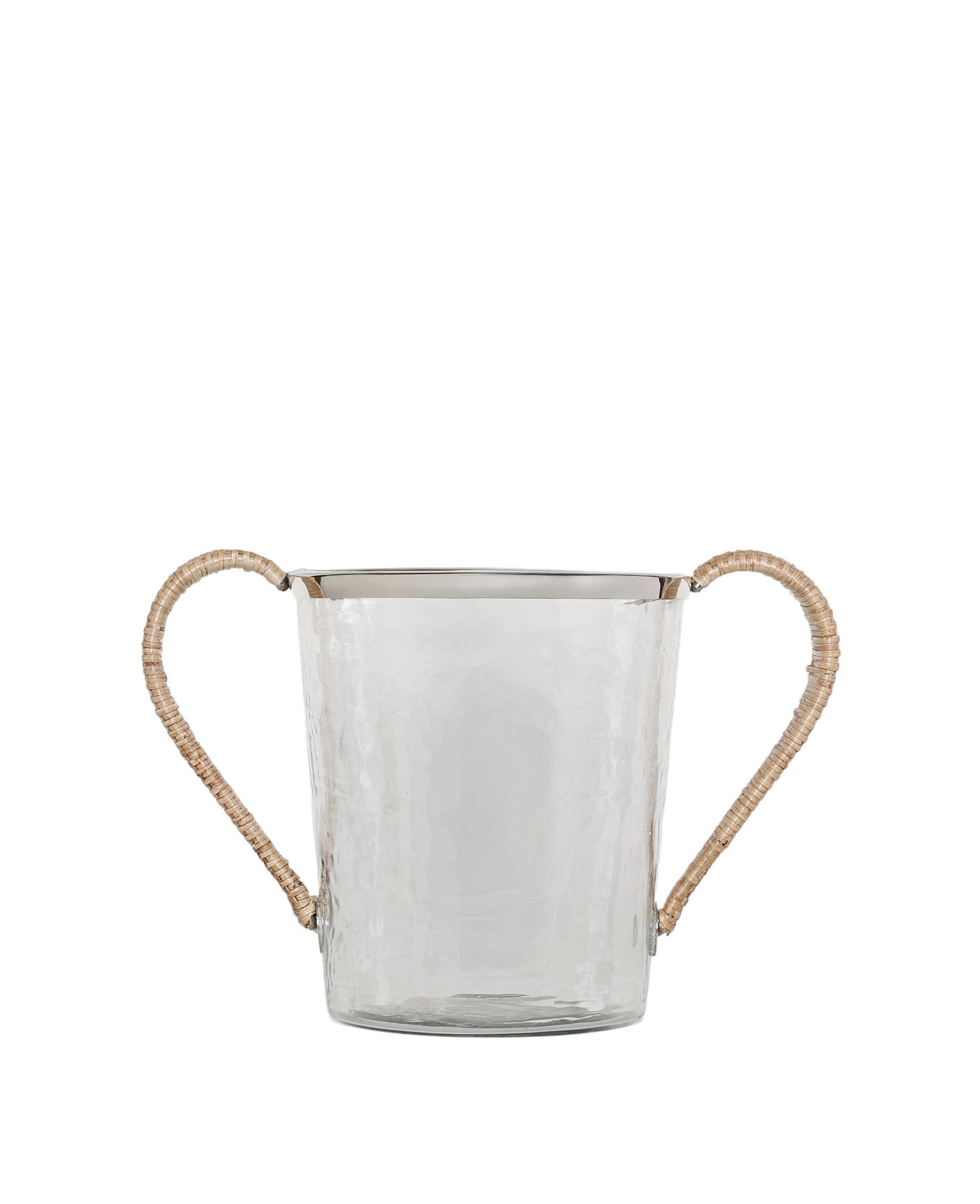 YARGICI Rattan Saplı Cam Silindir Buz Kovası(21x37x22 Cm)