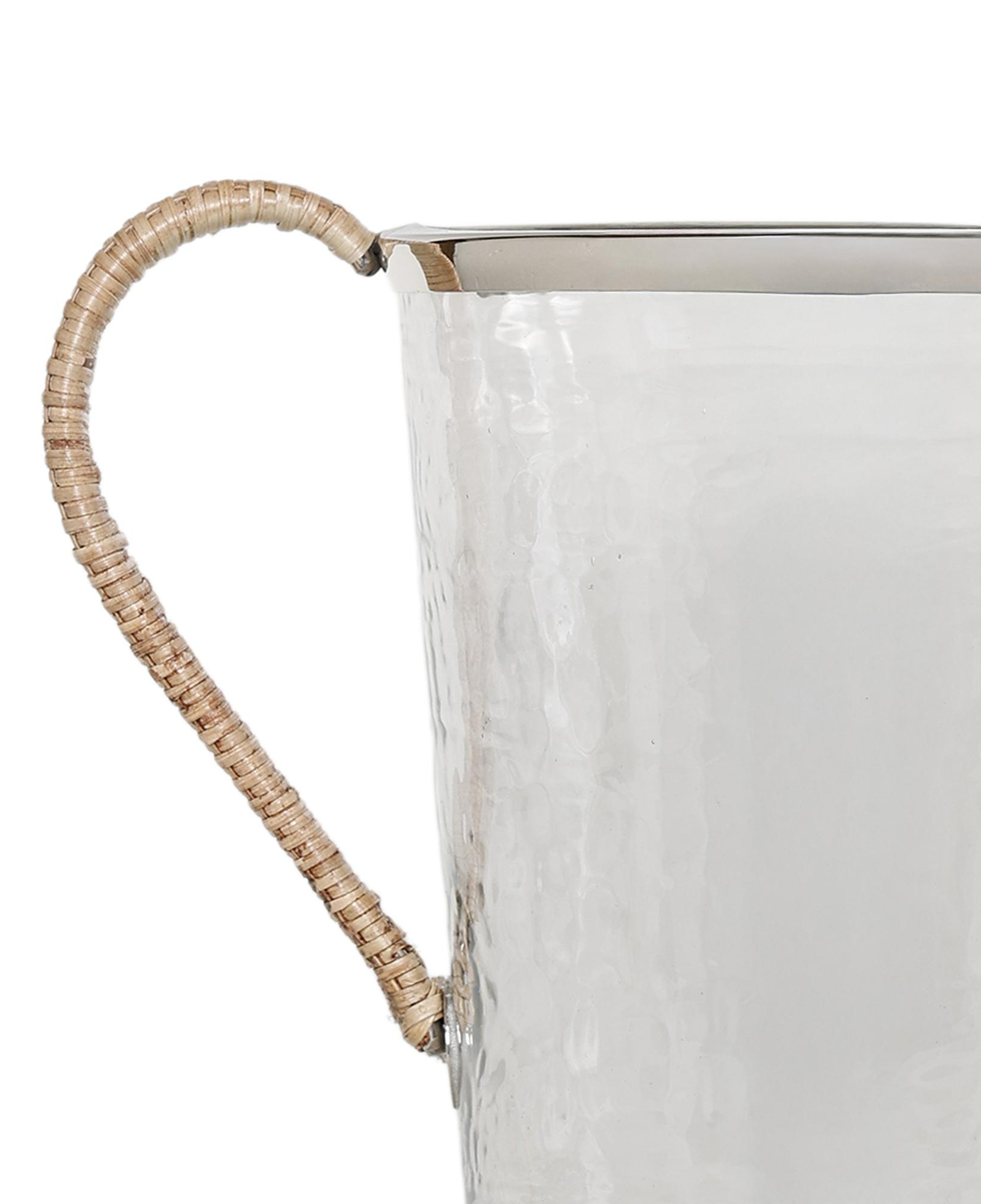 YARGICI Rattan Saplı Cam Silindir Buz Kovası(21x37x22 Cm)