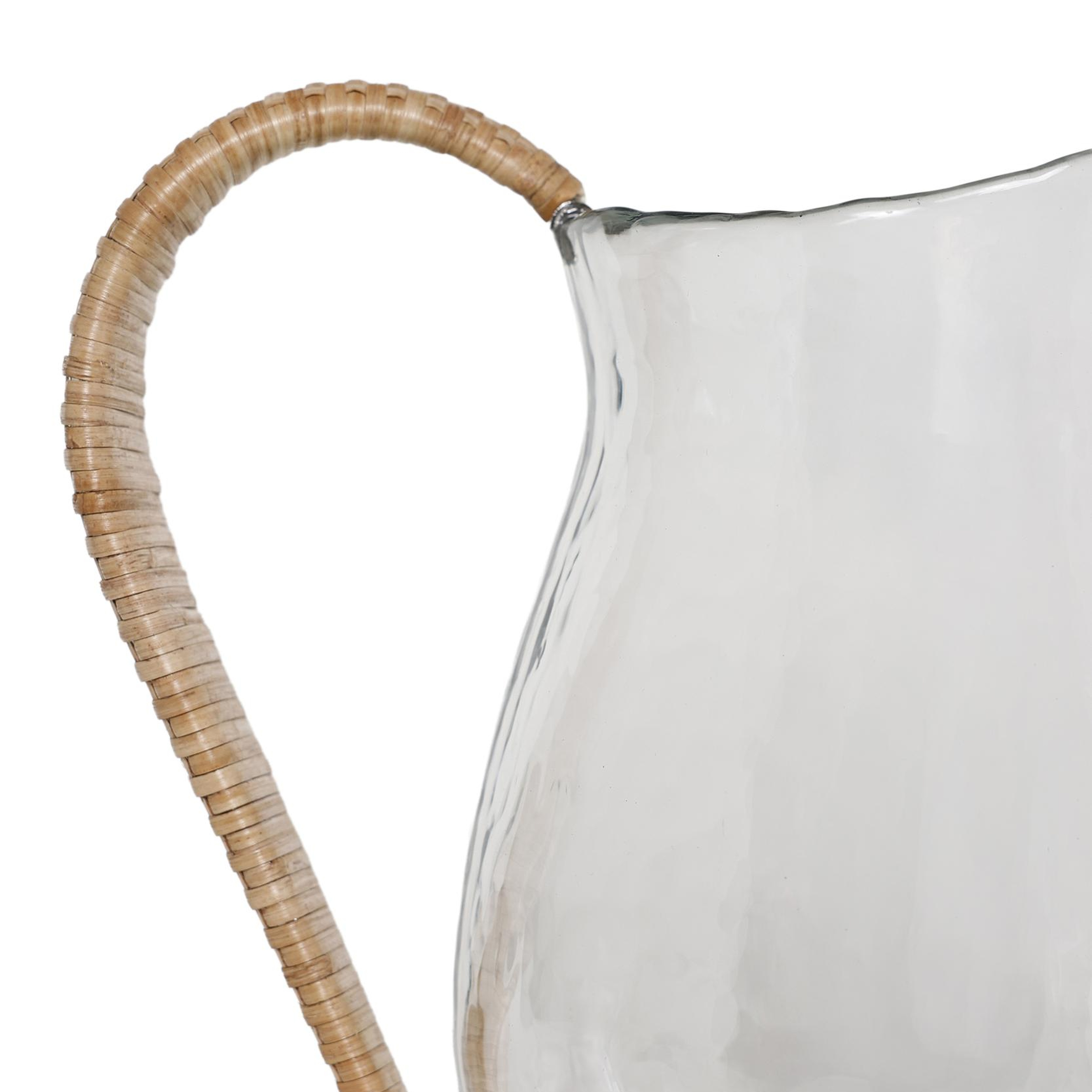 YARGICI Rattan Saplı Cam Silindir Sürahi(22x15x22 Cm)