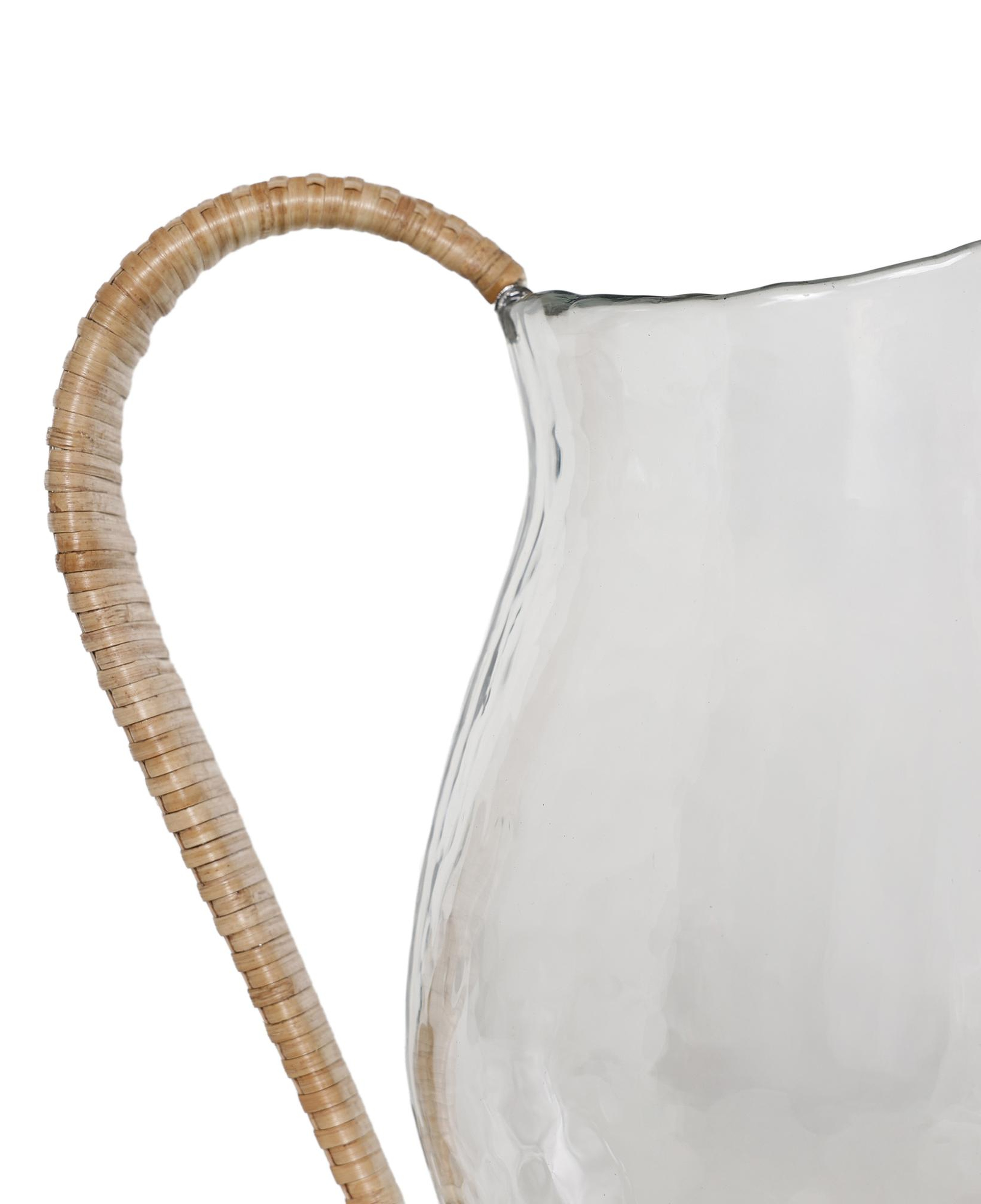 YARGICI Rattan Saplı Cam Silindir Sürahi(22x15x22 Cm)