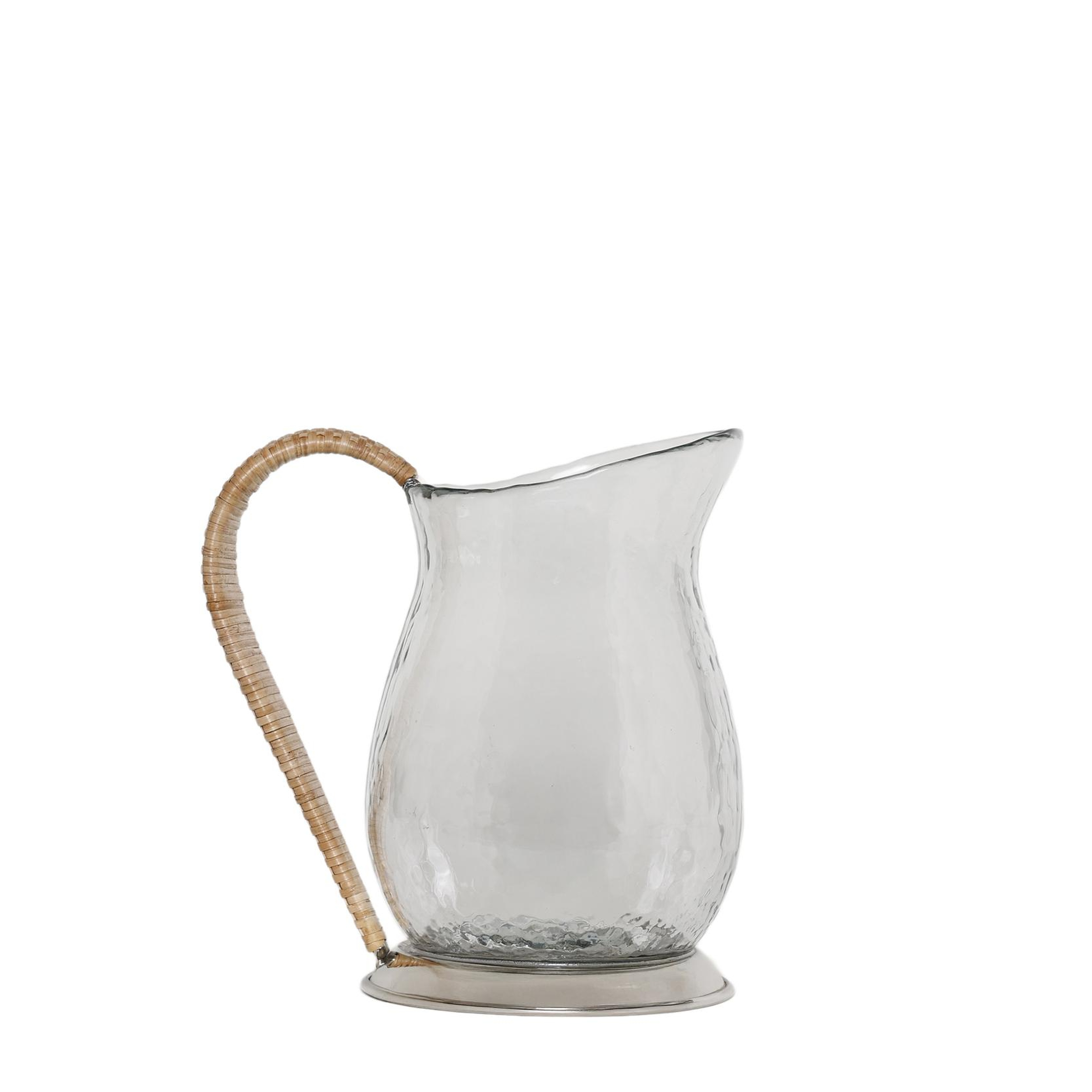 YARGICI Rattan Saplı Cam Silindir Sürahi(22x15x22 Cm)