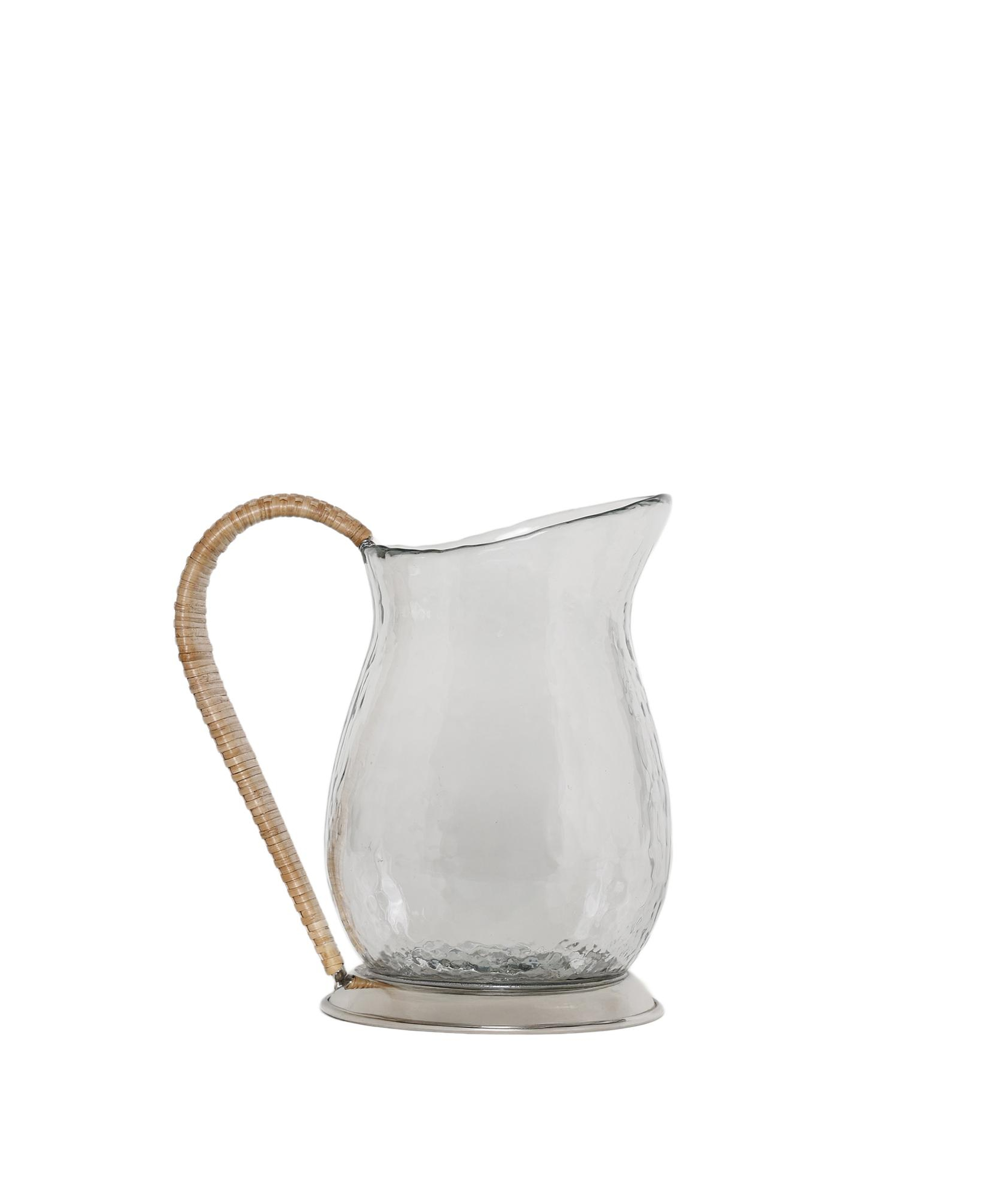 YARGICI Rattan Saplı Cam Silindir Sürahi(22x15x22 Cm)