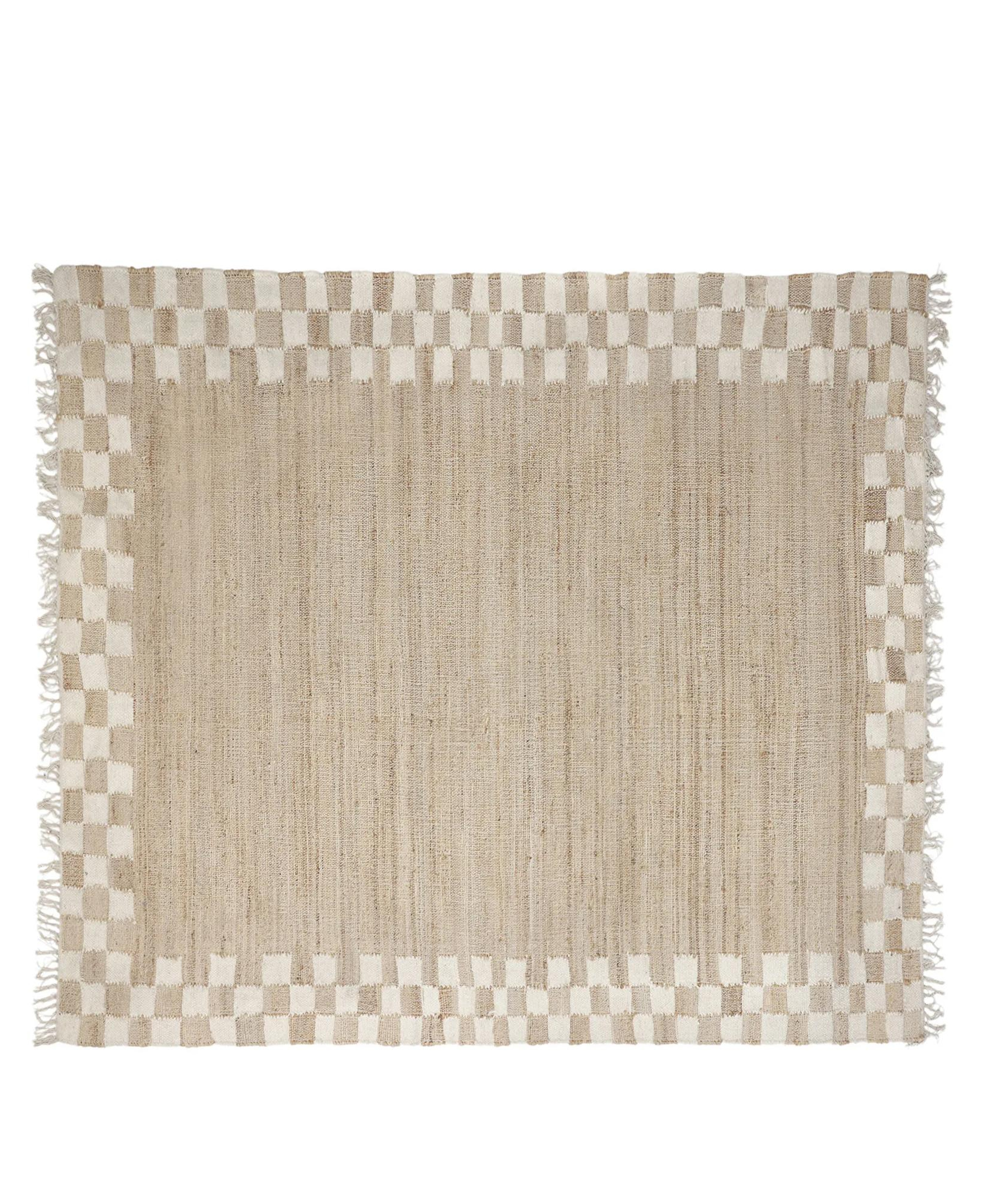 YARGICI Kare Desenli Jüt Dikdörtgen Halı(160x230 Cm)