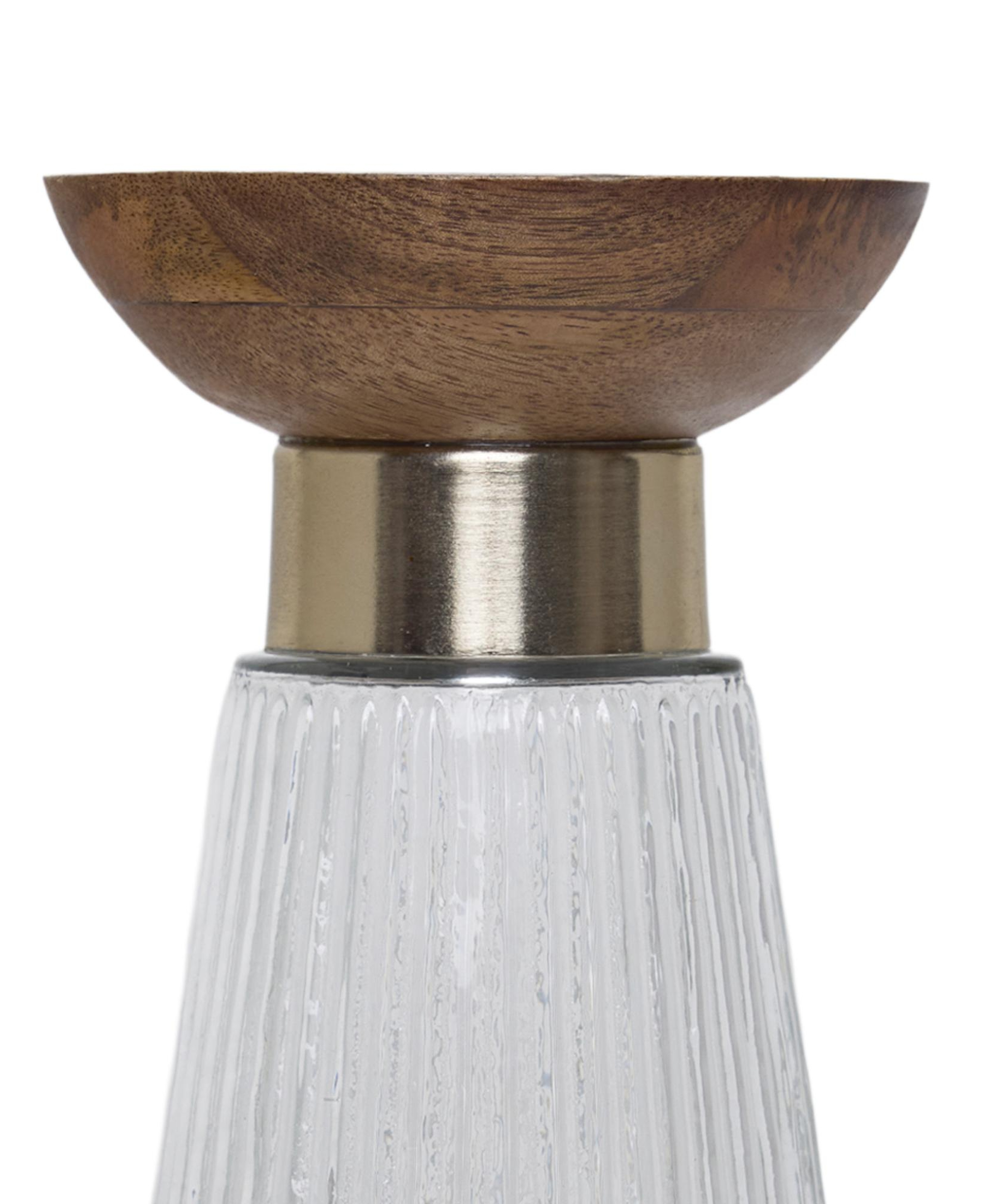 YARGICI Cam Ayaklı Pirinç Detaylı Mango Ağacı Mumluk(12x17 Cm)