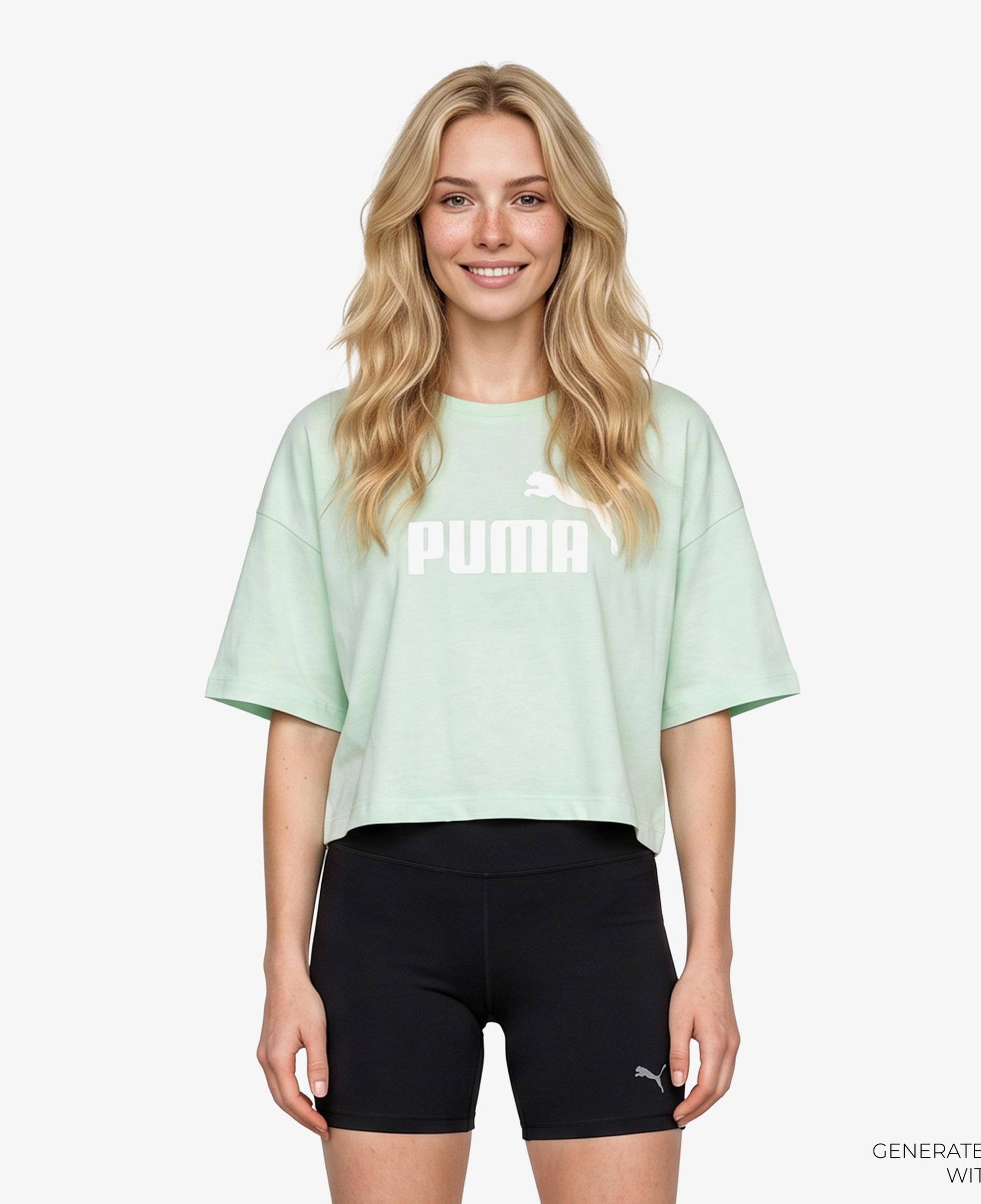 Puma Essentials Cropped Logo Kadın Beyaz T-Shirt