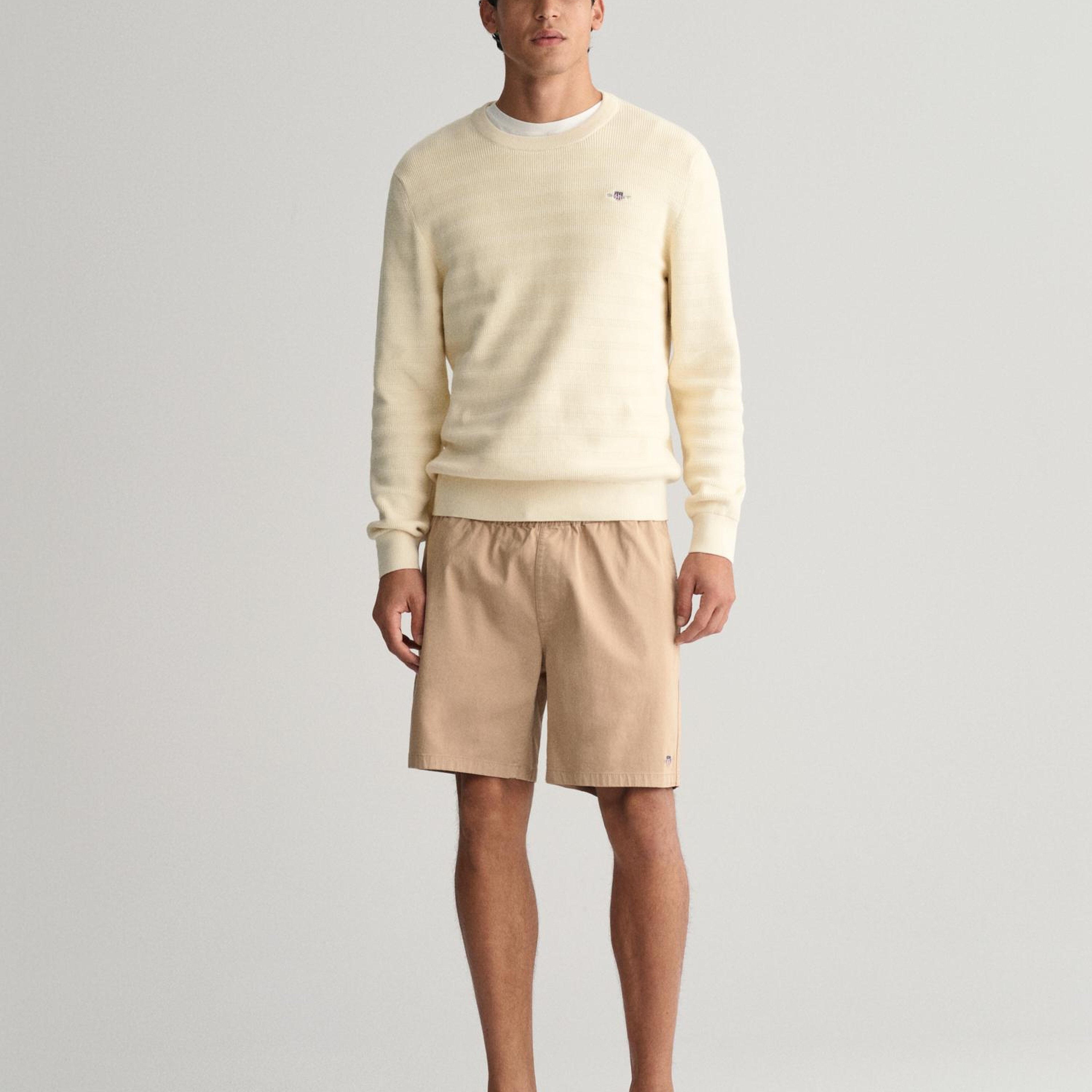 GANT Erkek Krem Regular Fit Bisiklet Yaka Kazak