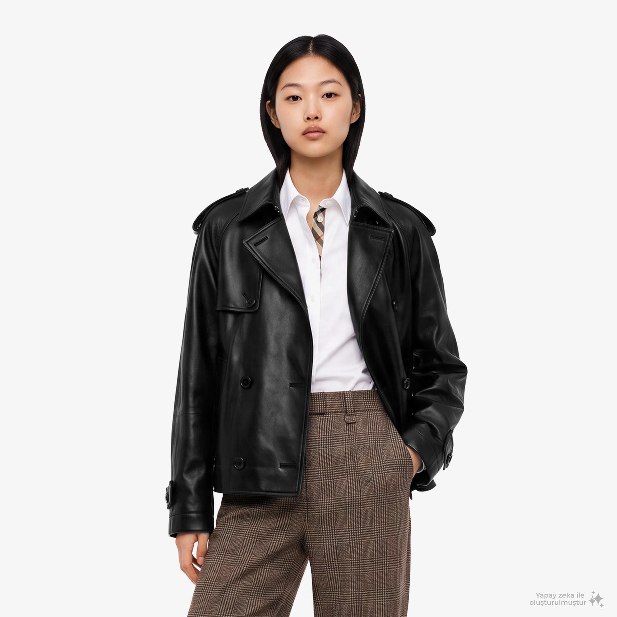 Burberry Leadenham Erkek Siyah Deri Mont