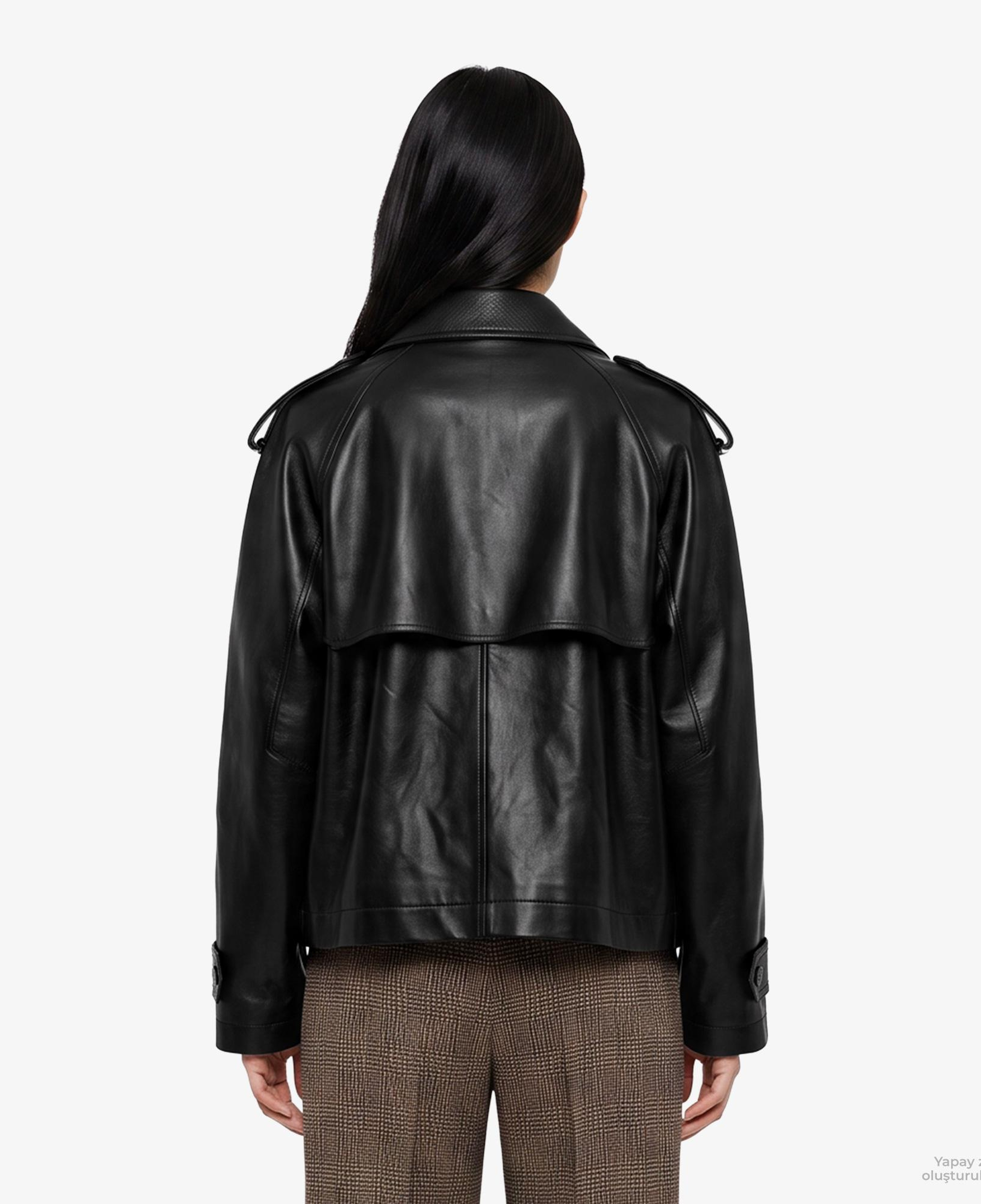 Burberry Leadenham Erkek Siyah Deri Mont