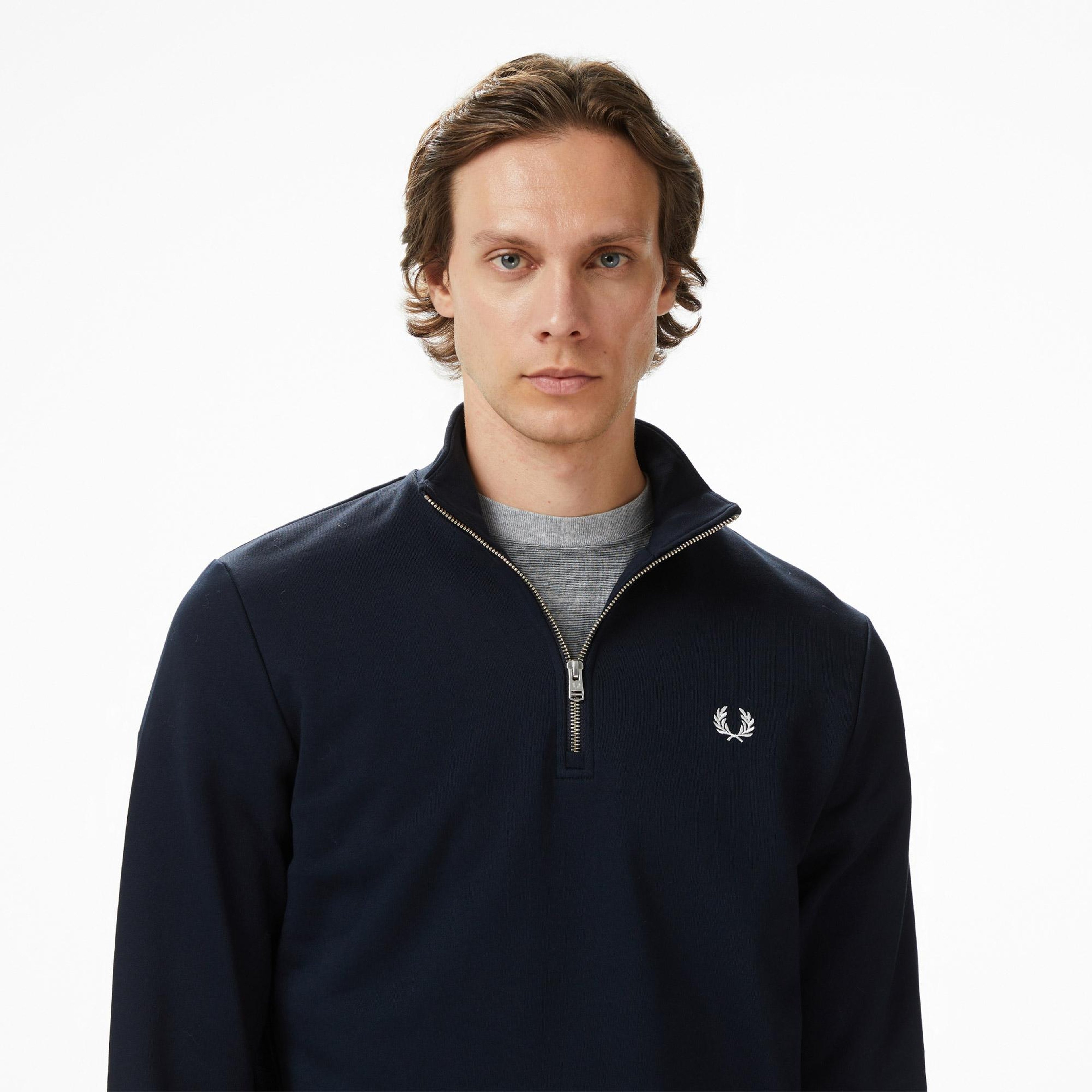 Fred Perry Yarım Fermuarlı Erkek Lacivert Sweatshirt