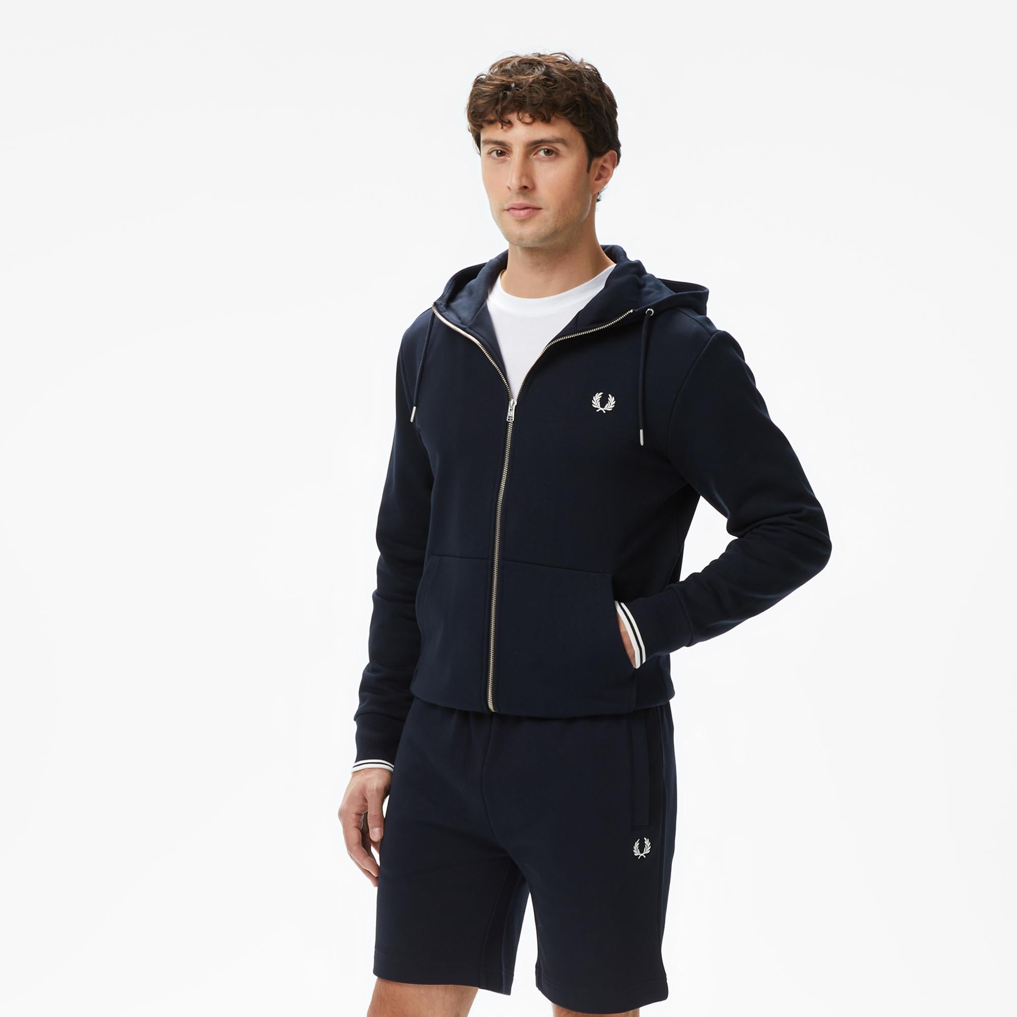 Fred Perry Erkek Lacivert Hoodie